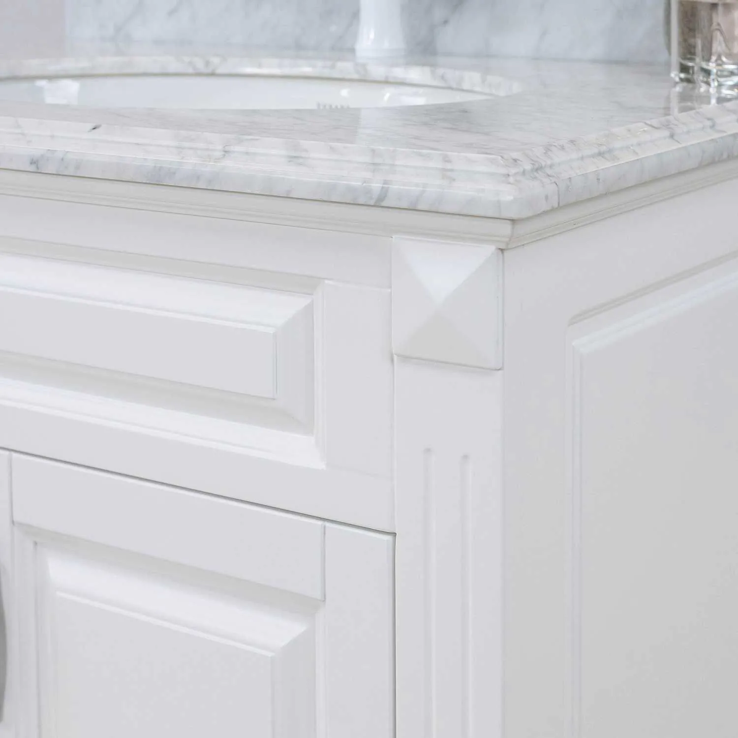 Kommod Badrum 80cm Nashville Vit - Vit Marmor