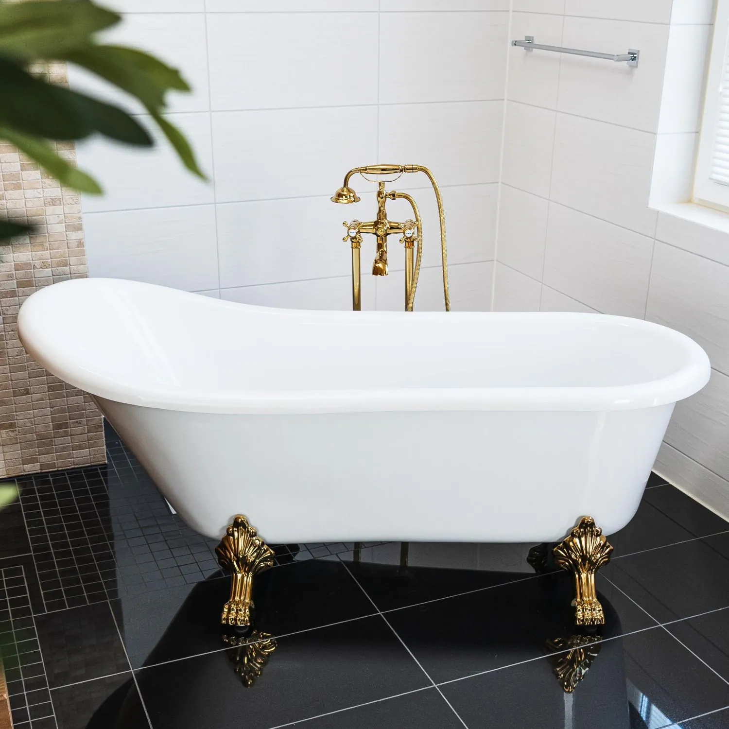 Badkar 170cm Vit Tassar Guld - The Classic