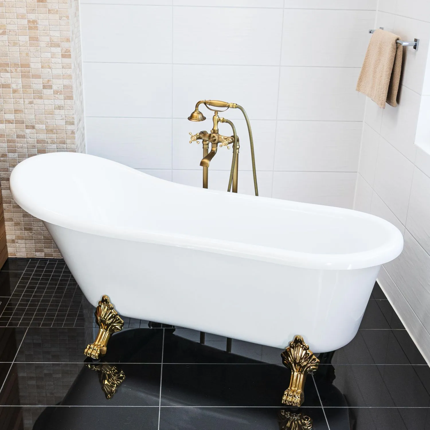 Badkar 170cm Vit Tassar Guld - The Classic
