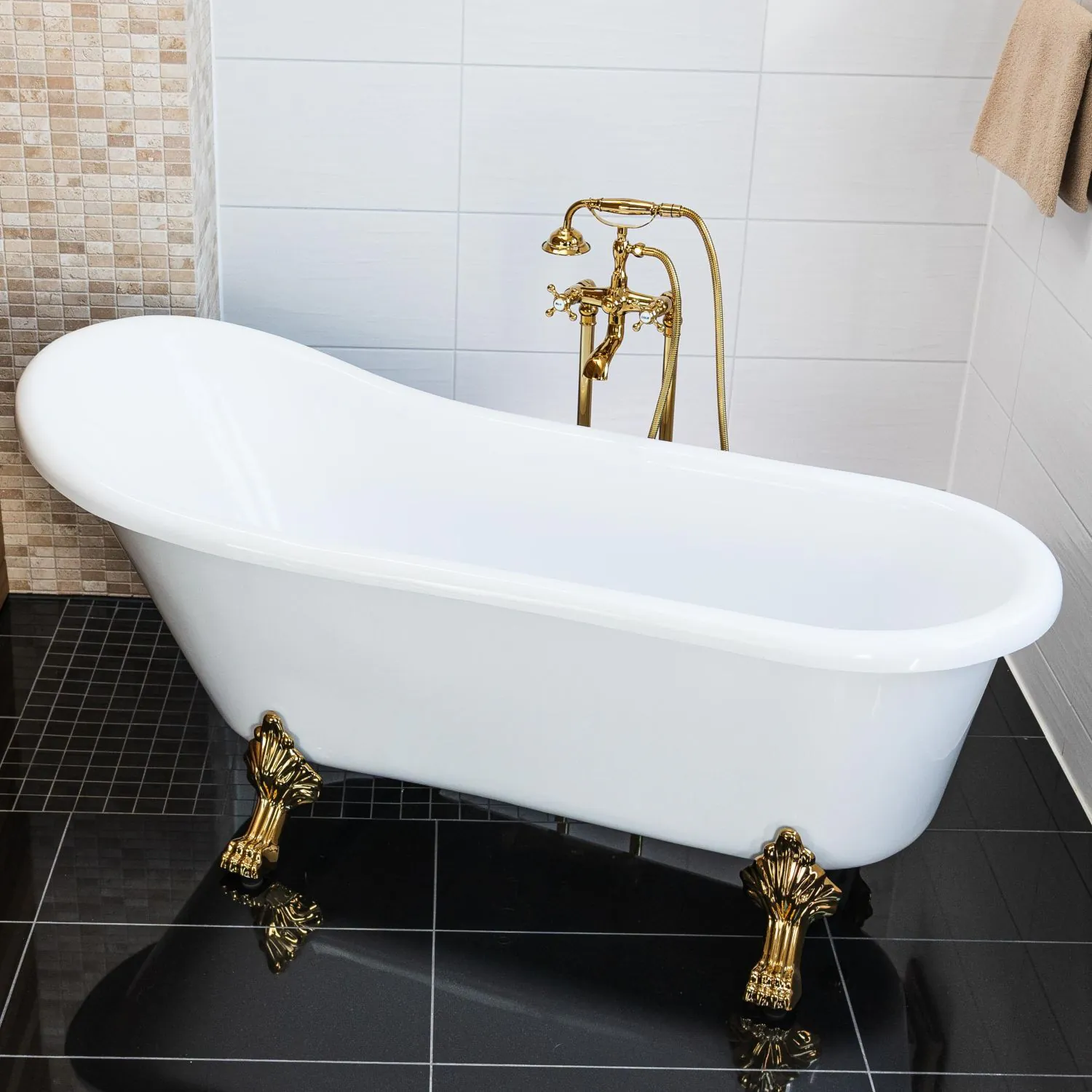 Badkar 170cm Vit Tassar Guld - The Classic