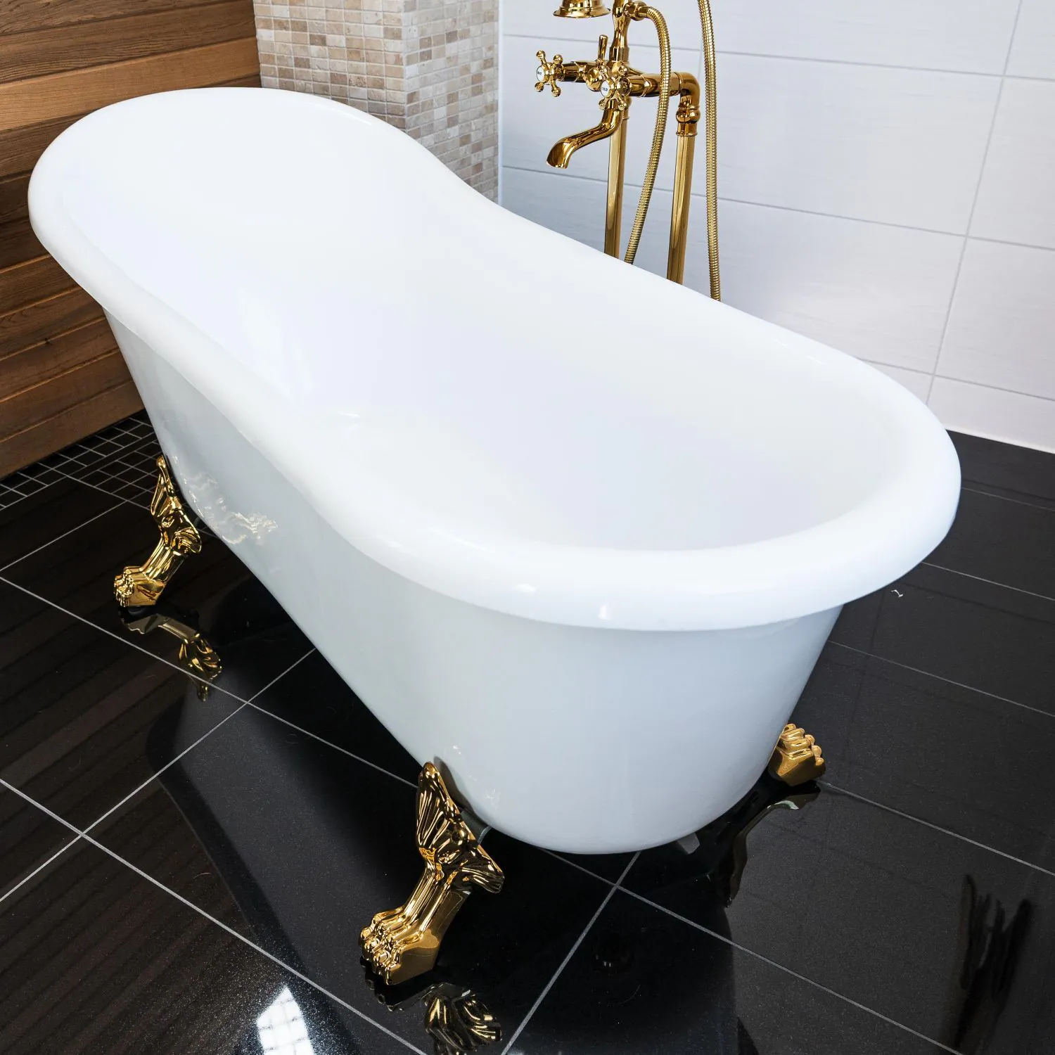Badkar 170cm Vit Tassar Guld - The Classic