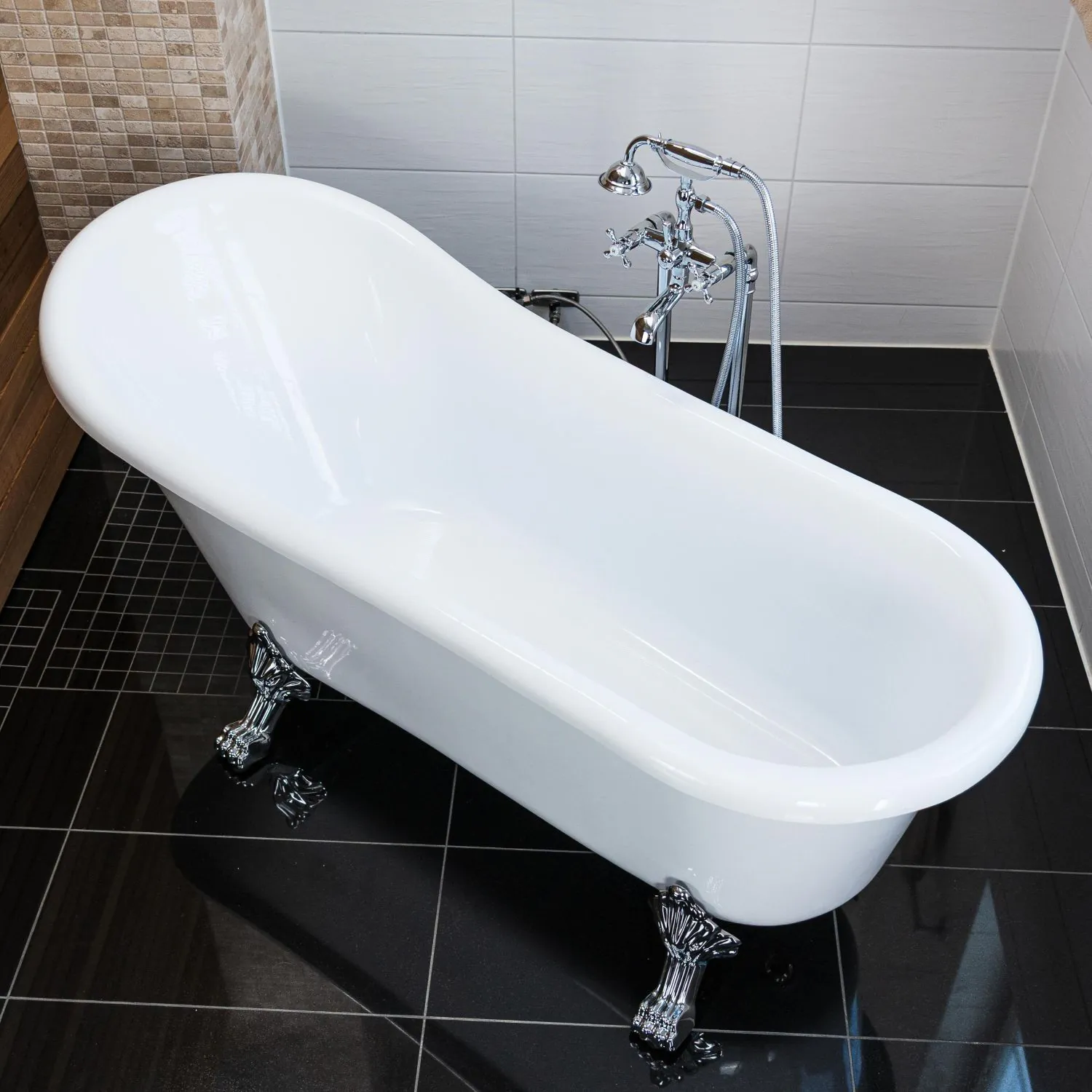 Badkar 170cm Vit Tassar Krom - The Classic