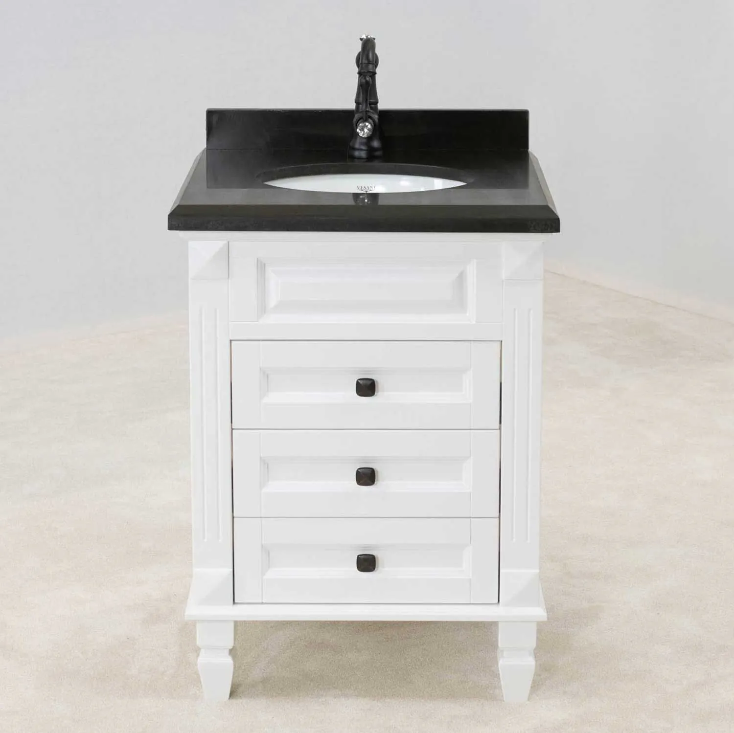 Kommod Badrum 60cm Nashville Vit - Svart Granit