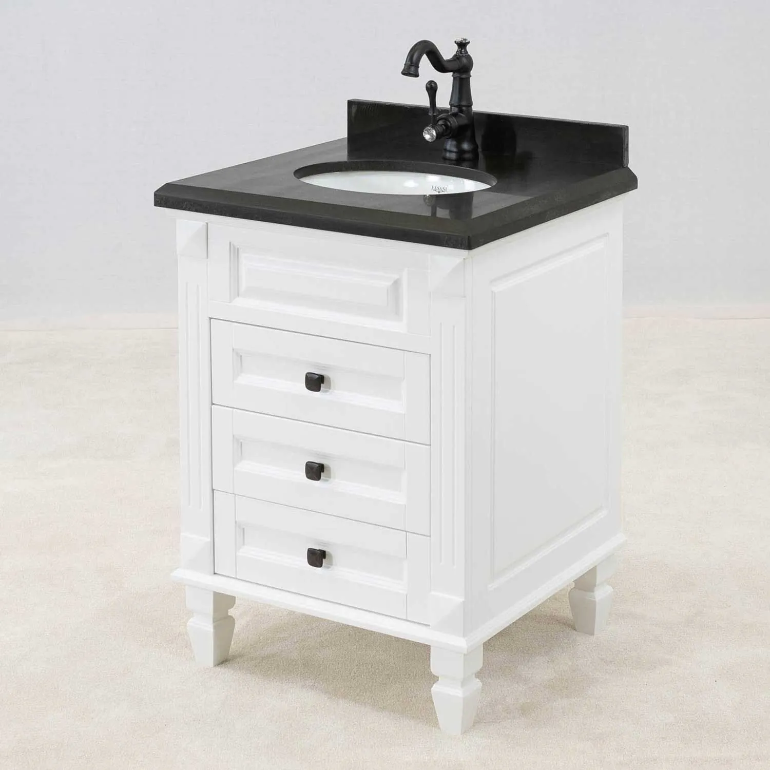 Kommod Badrum 60cm Nashville Vit - Svart Granit