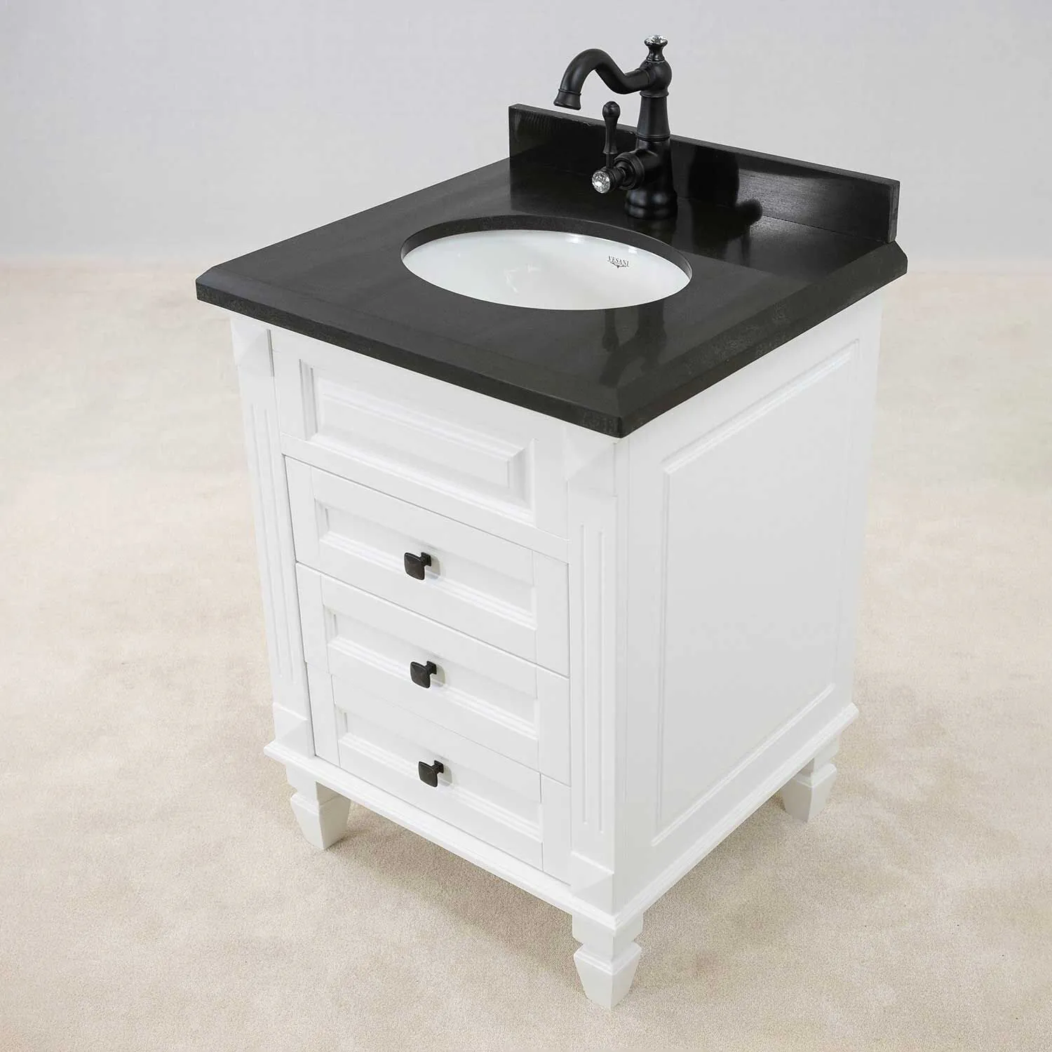 Kommod Badrum 60cm Nashville Vit - Svart Granit