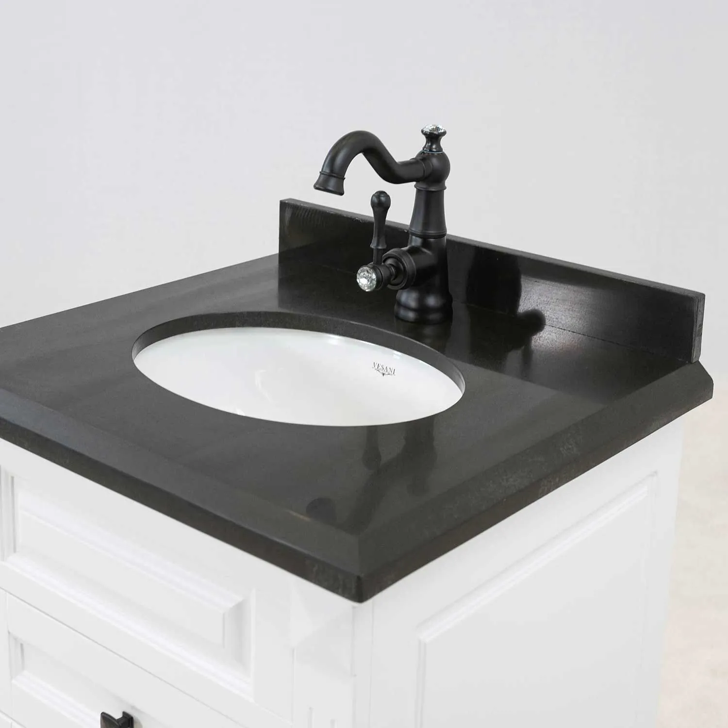 Kommod Badrum 60cm Nashville Vit - Svart Granit