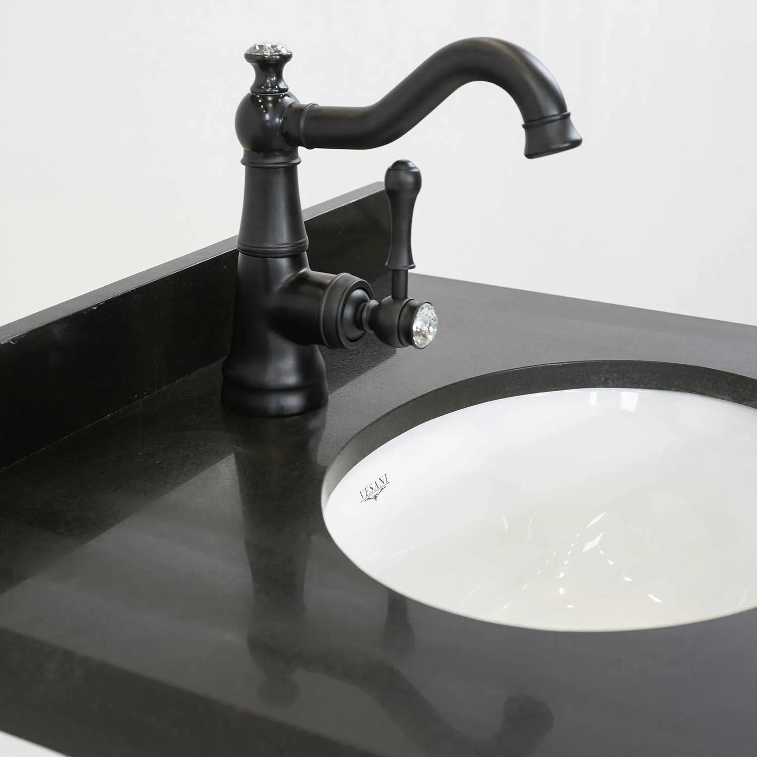 Kommod Badrum 60cm Nashville Vit - Svart Granit