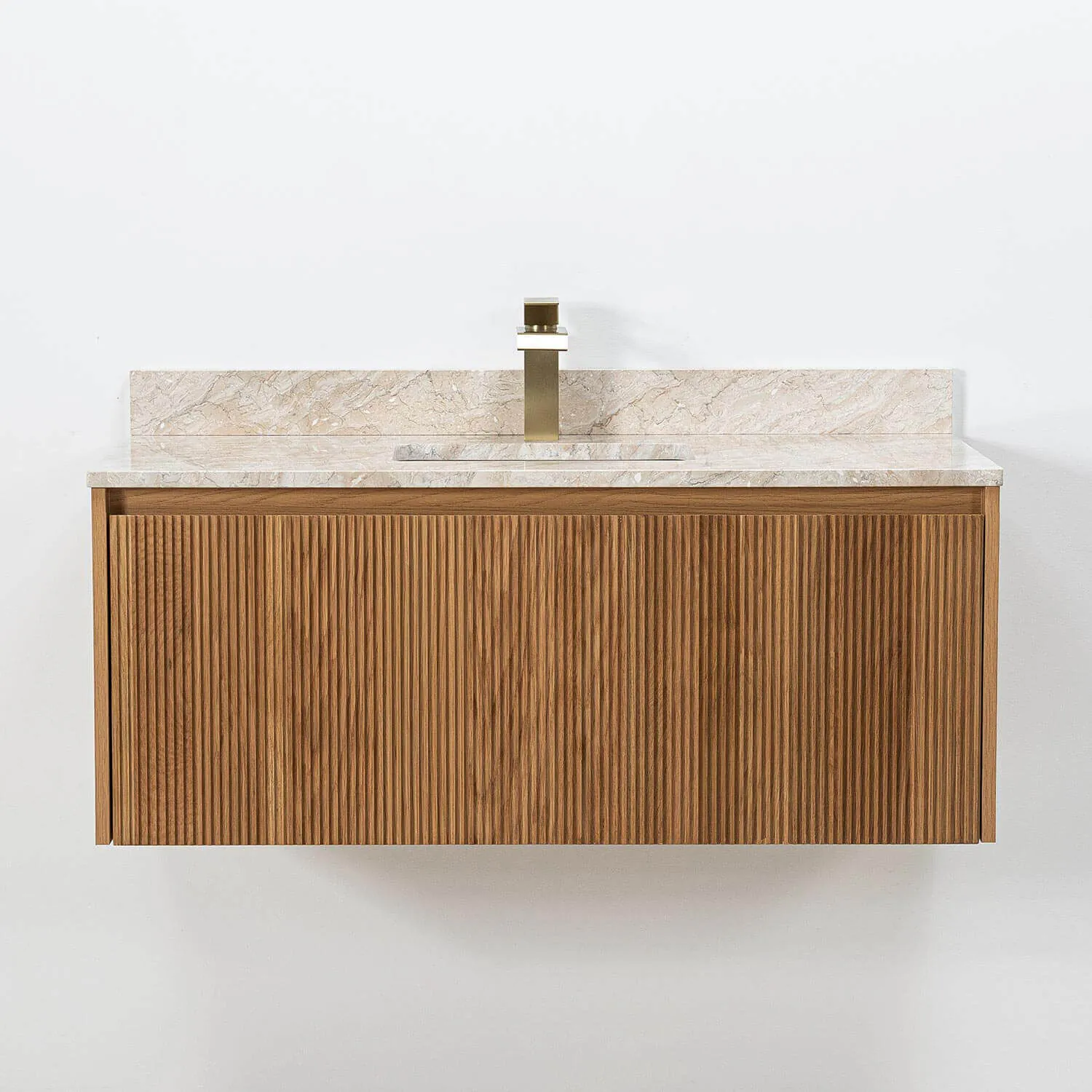 Badrumskommod Ek 100cm Beige Marmor - Båstad