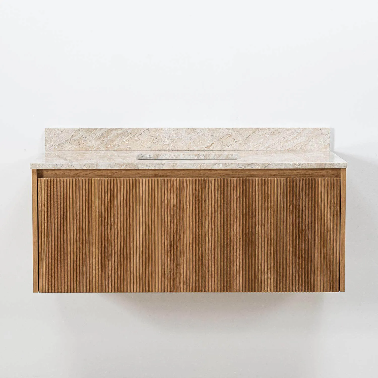 Badrumskommod Ek 100cm Beige Marmor - Båstad