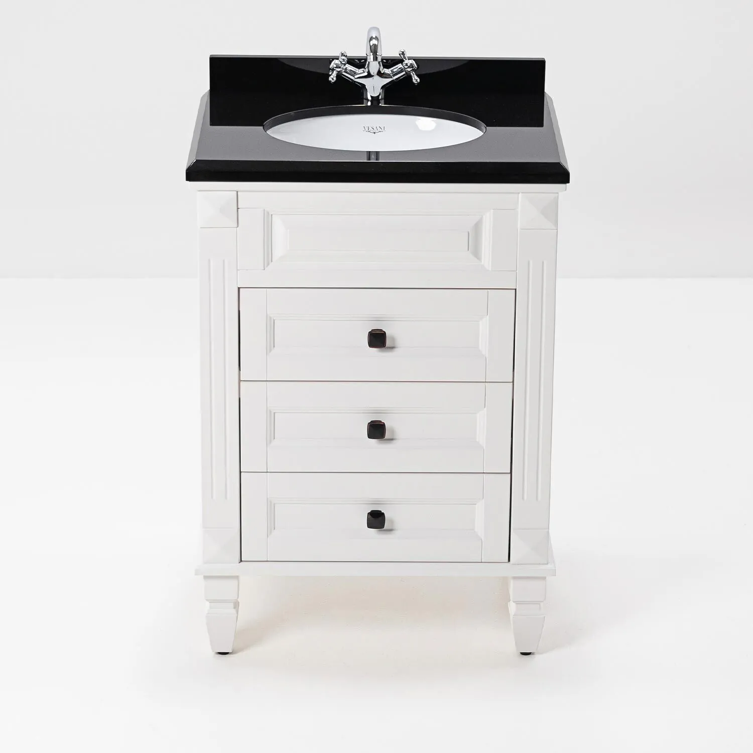 Kommod Badrum 60cm Nashville Vit - Svart Granit