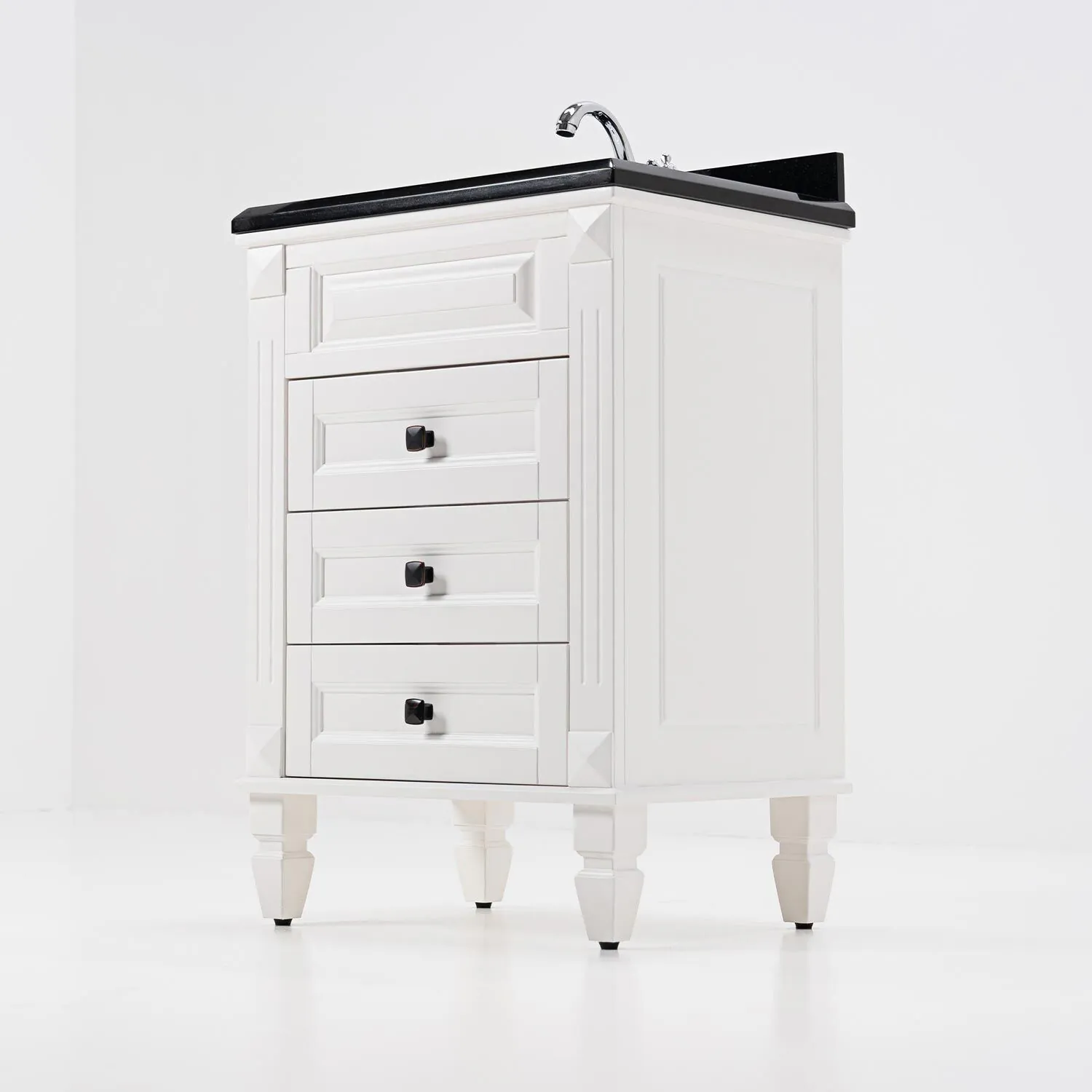 Kommod Badrum 60cm Nashville Vit - Svart Granit