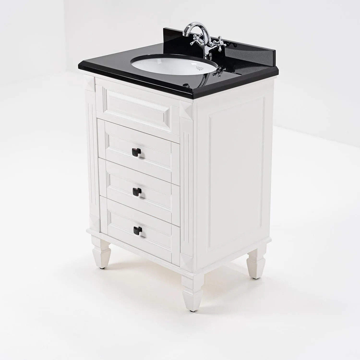 Kommod Badrum 60cm Nashville Vit - Svart Granit