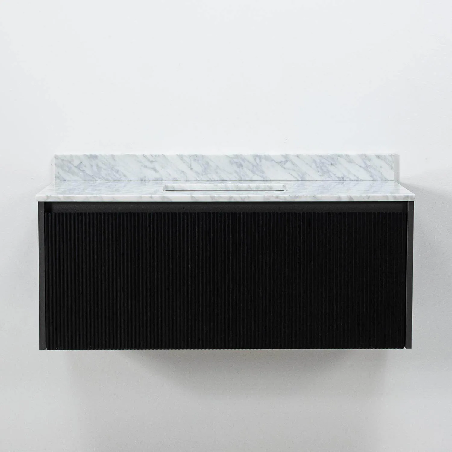 Badrumskommod Svart 100cm Vit Marmor - Båstad