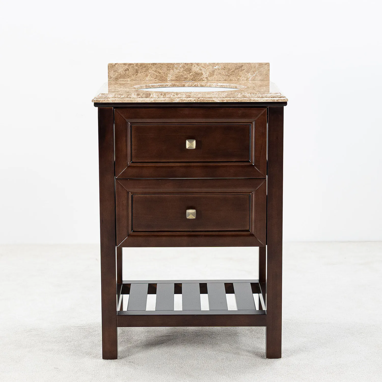 Kommod Badrum 60cm Brun Utah - Beige Marmor