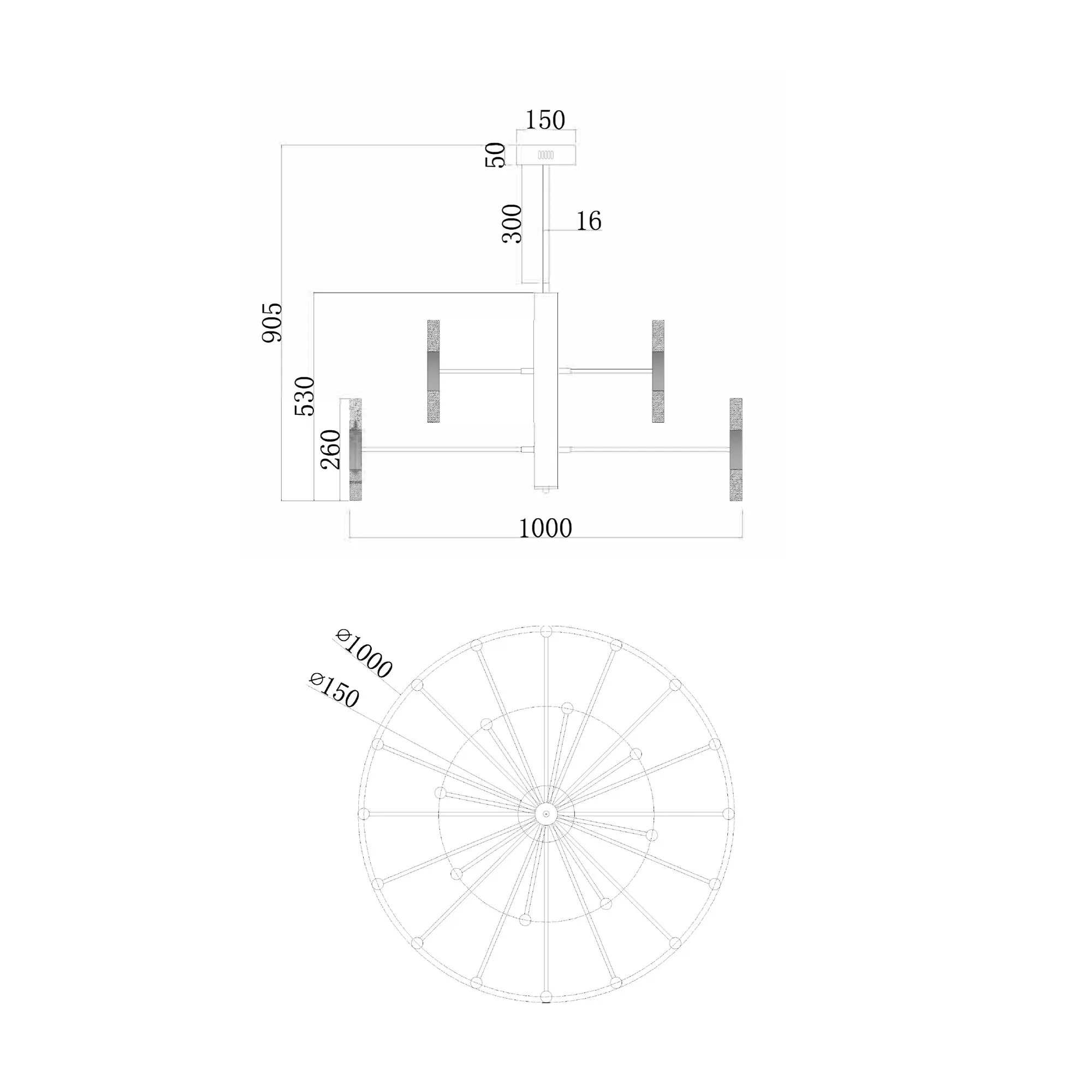 Taklampa Copenhagen Krom Ø 100cm