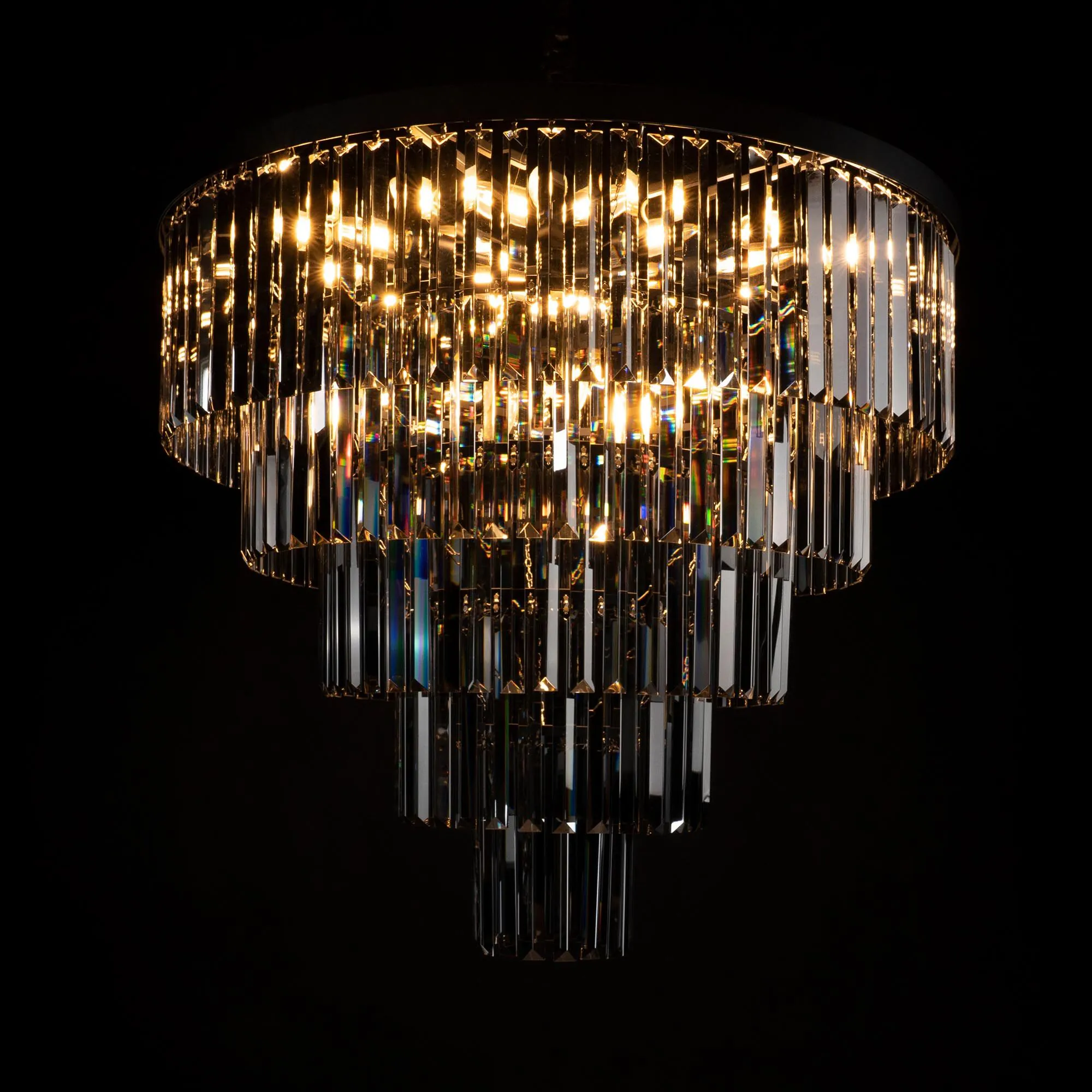 Kristallkrona Ø80cm Svart Smoky - Florence