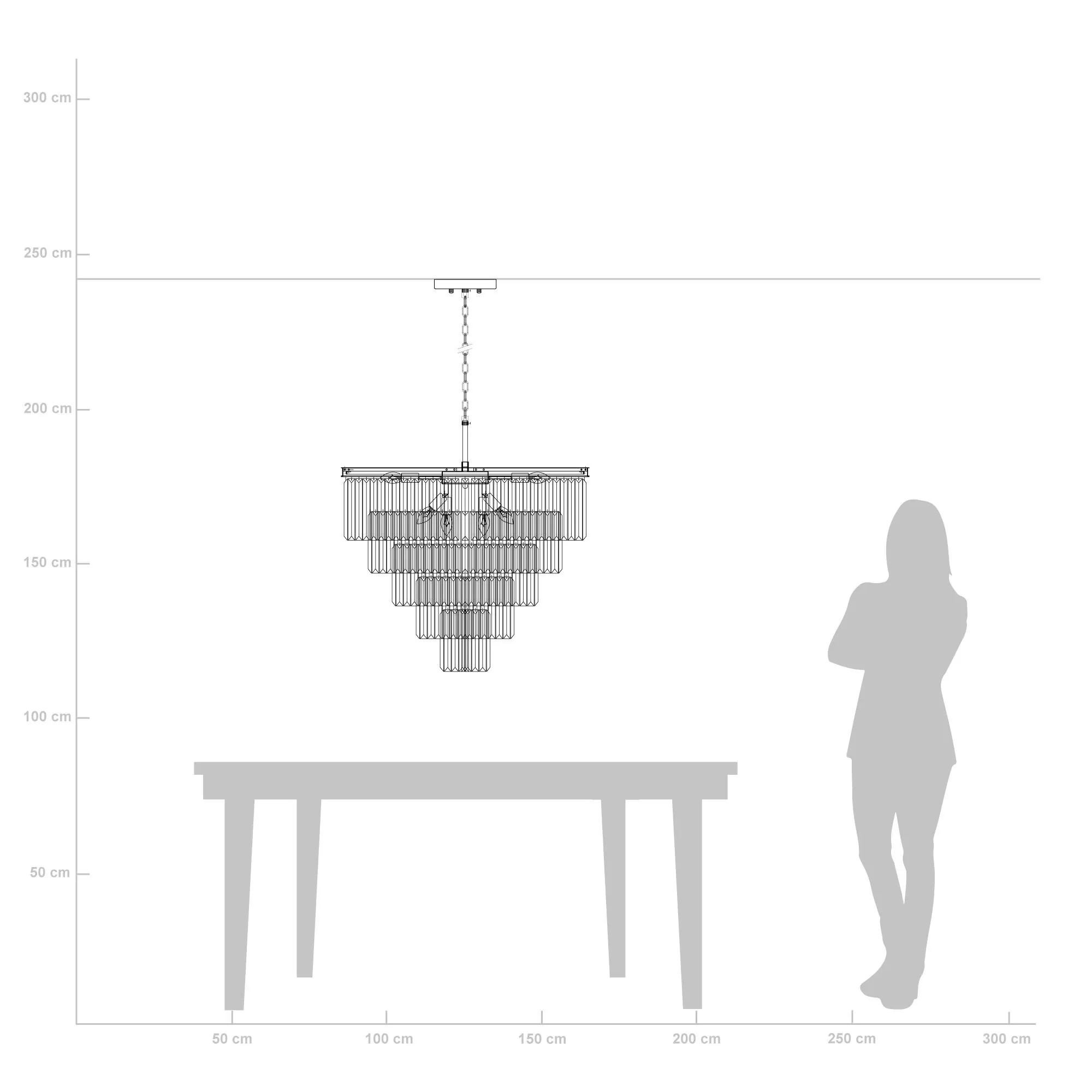 Kristallkrona Ø80cm Svart Smoky - Florence