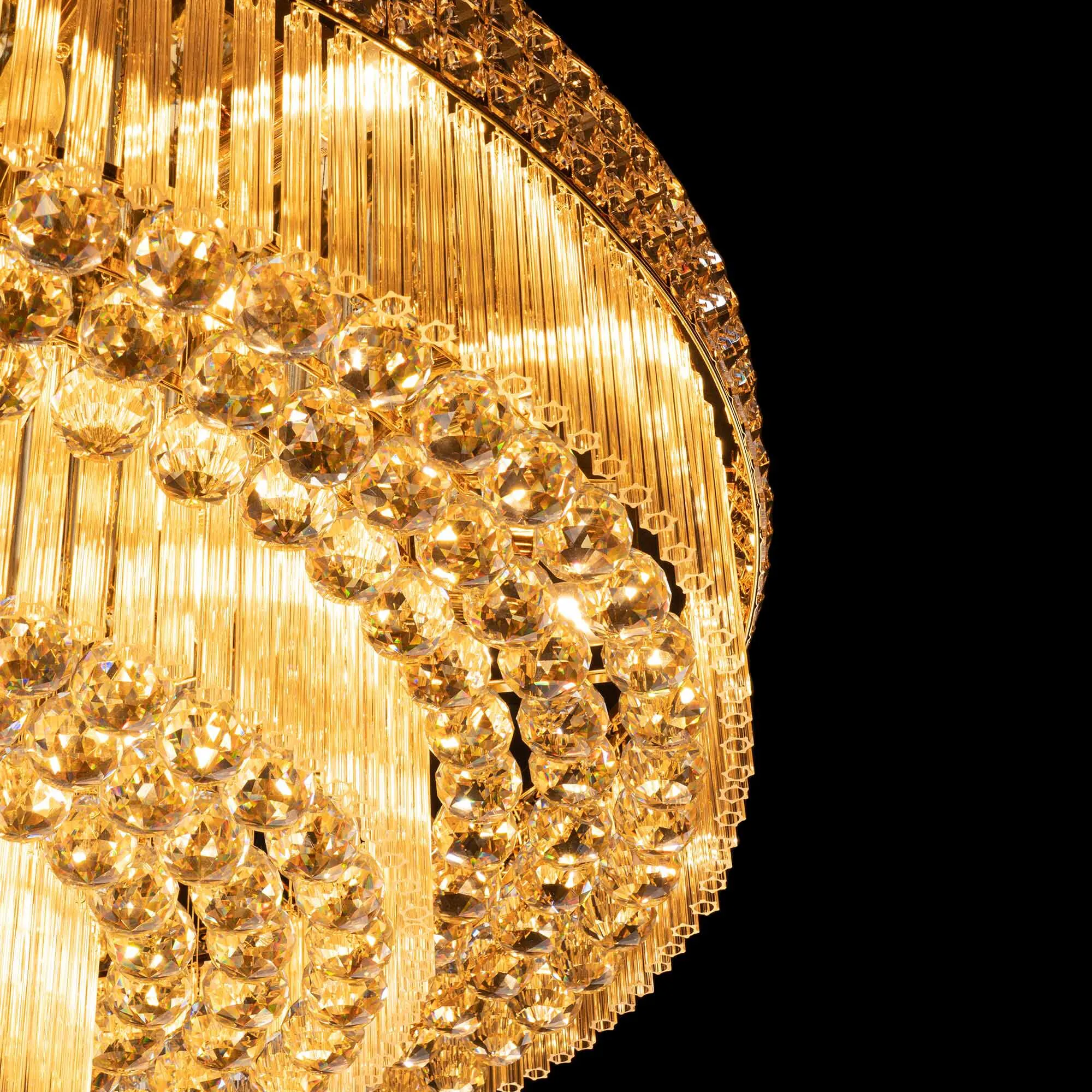 Stor Plafond Kristall Ø100cm Marbella Guld