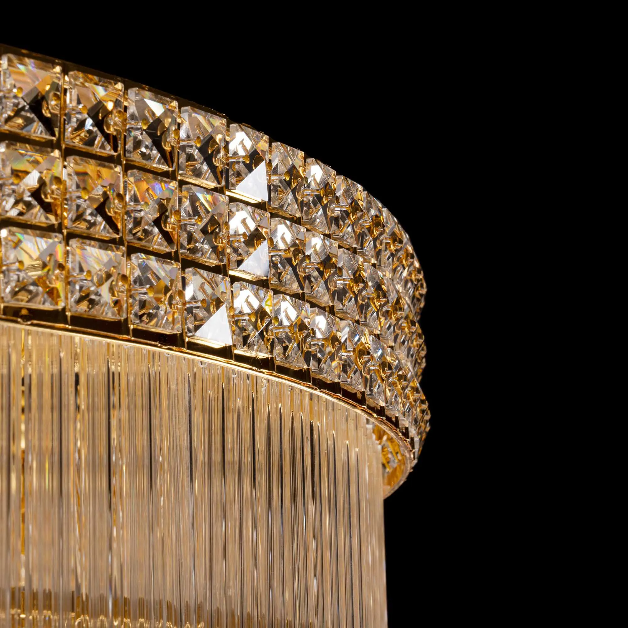 Stor Plafond Kristall Ø100cm Marbella Guld