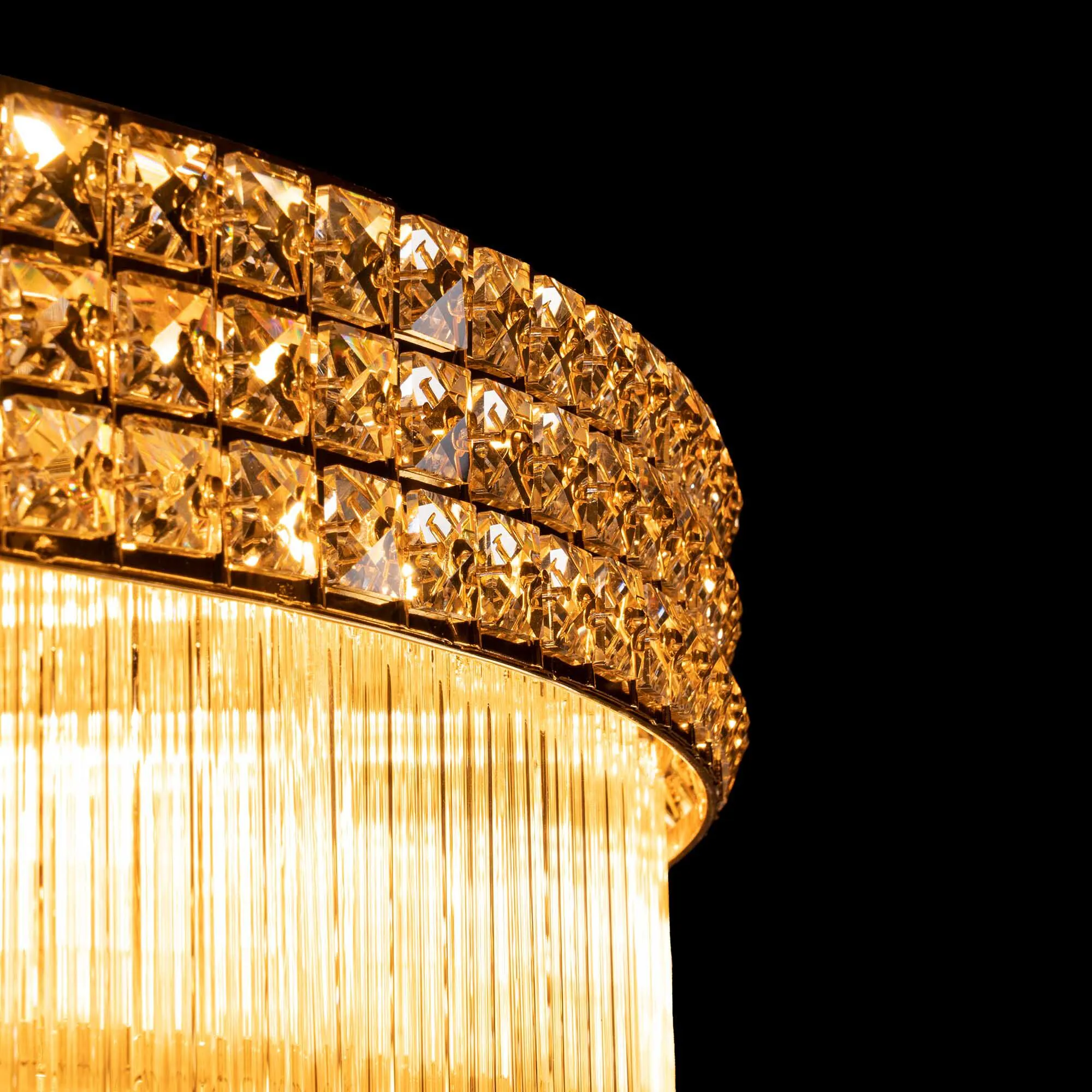 Stor Plafond Kristall Ø100cm Marbella Guld