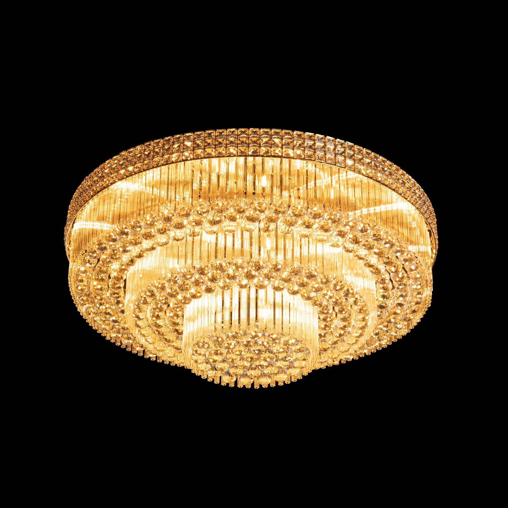 Stor Plafond Kristall Ø100cm Marbella Guld