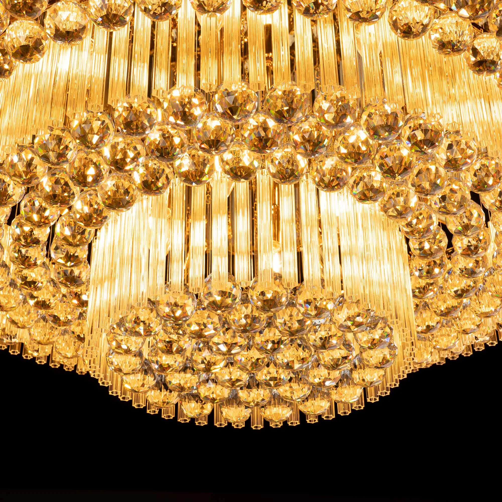 Stor Plafond Kristall Ø100cm Marbella Guld