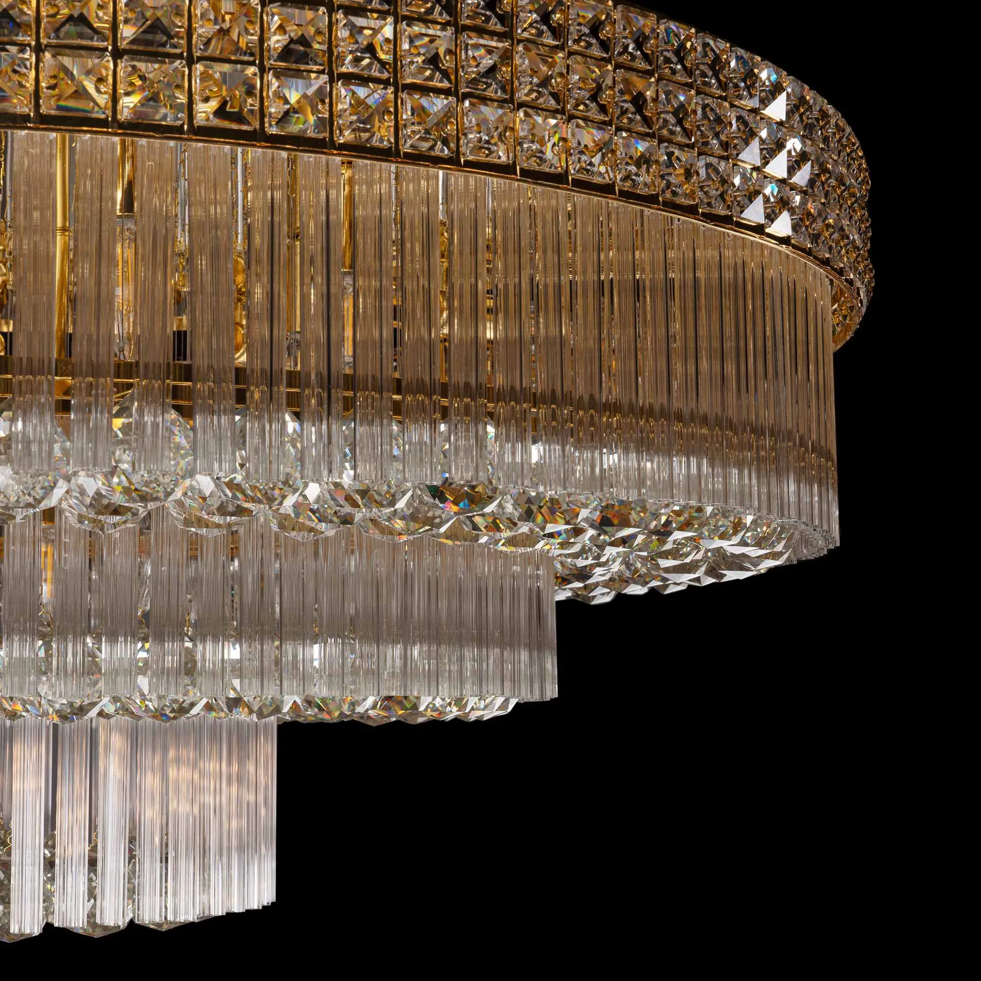 Stor Plafond Kristall Ø100cm Marbella Guld