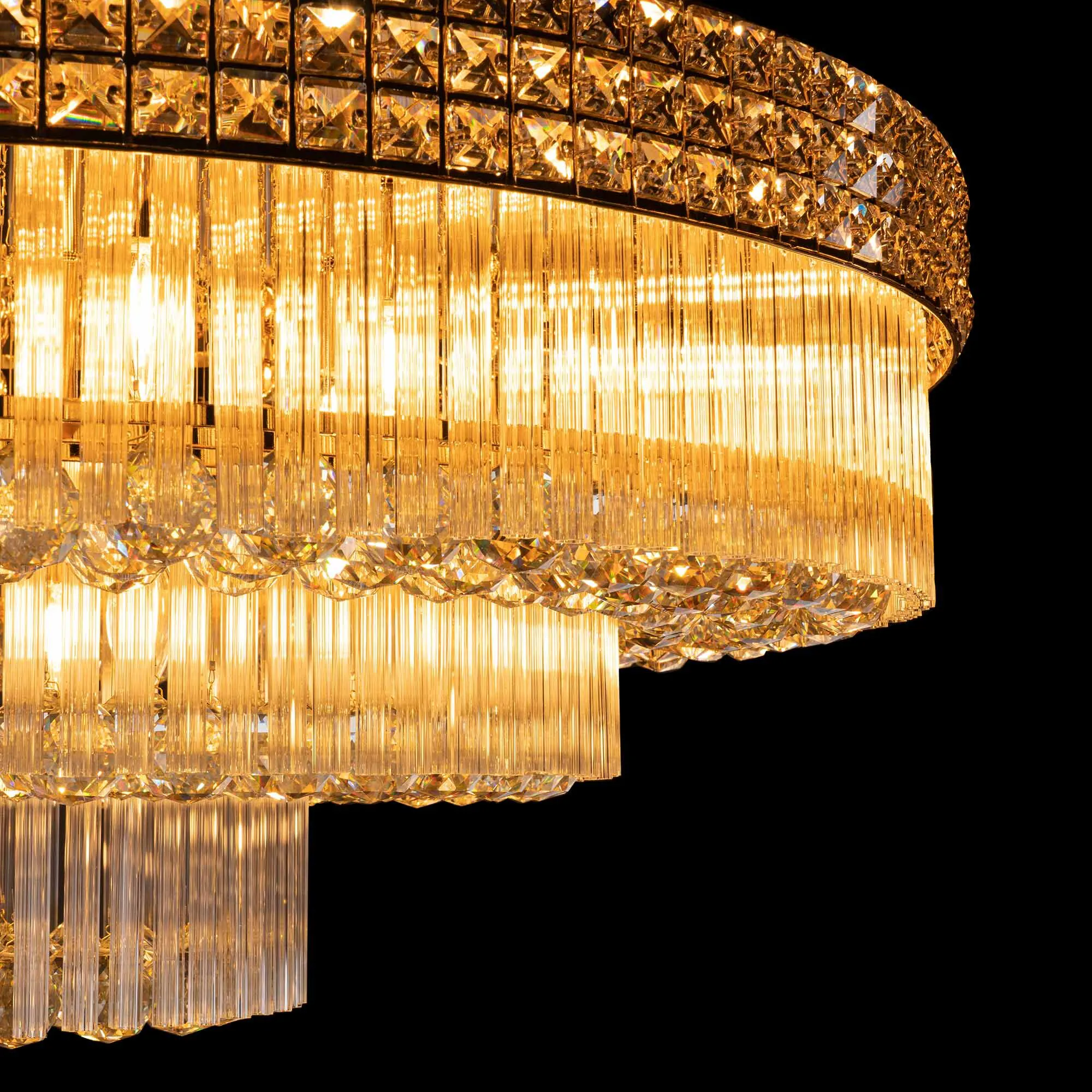 Stor Plafond Kristall Ø100cm Marbella Guld