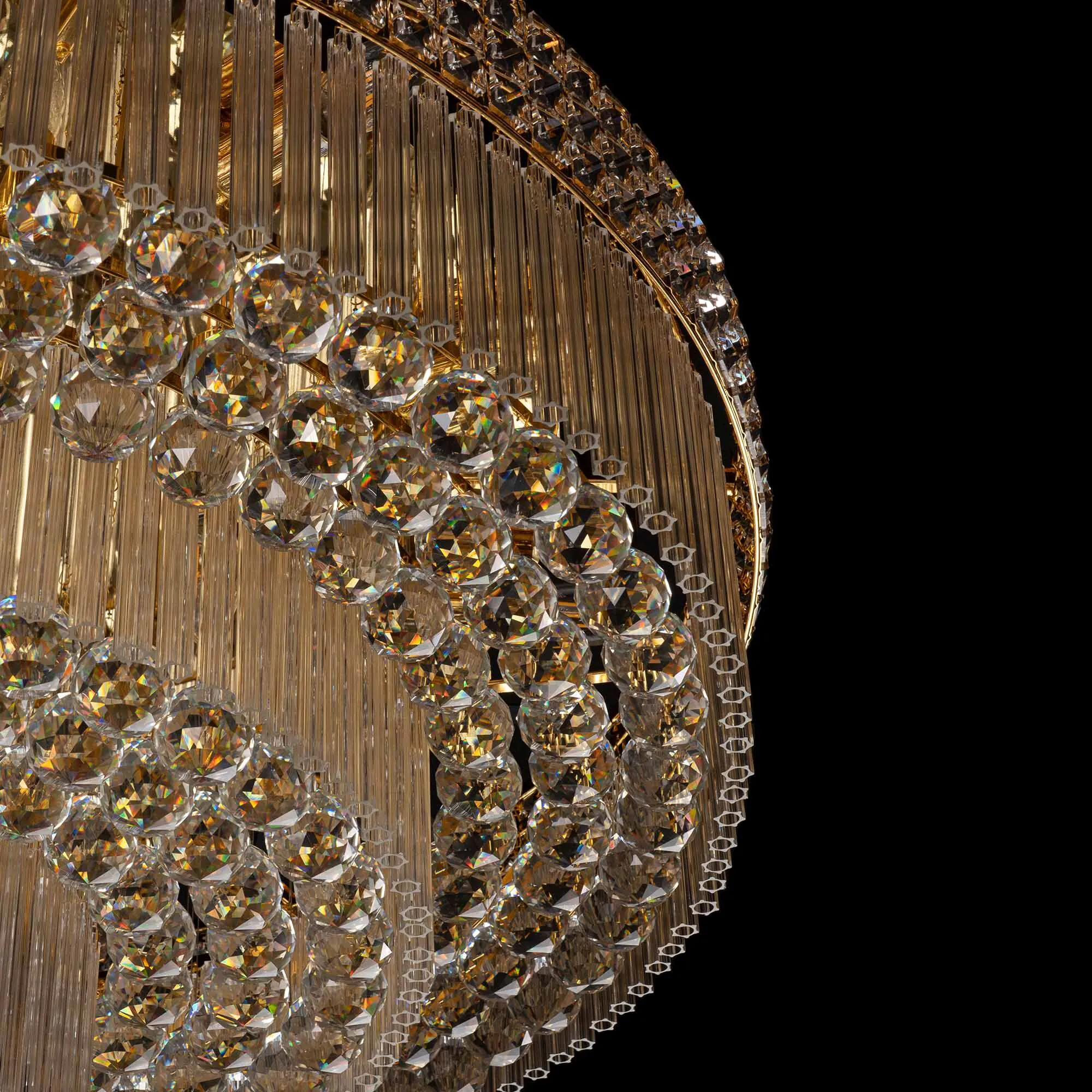 Stor Plafond Kristall Ø100cm Marbella Guld