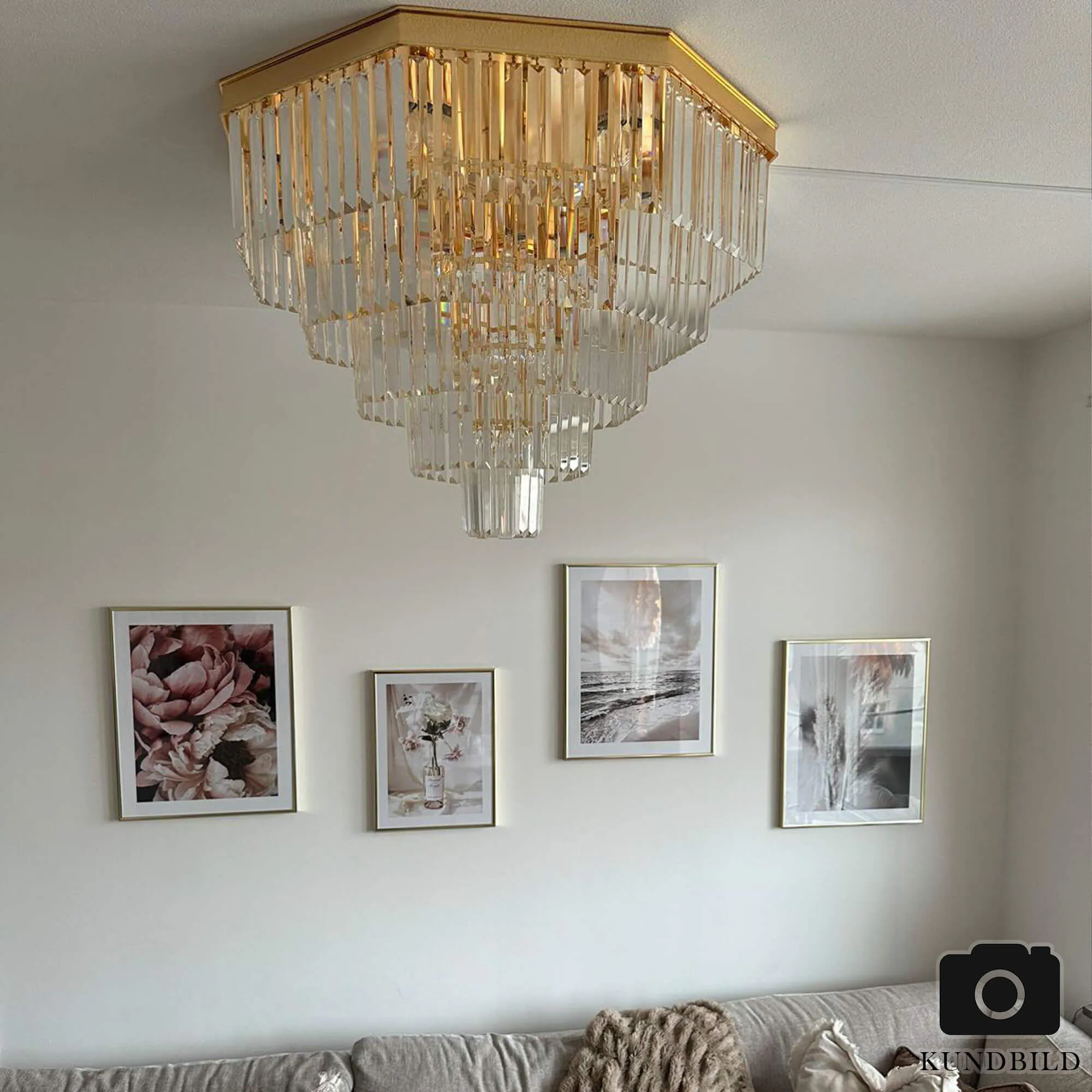 Plafond Kristall Hannover Guld Ø 80cm