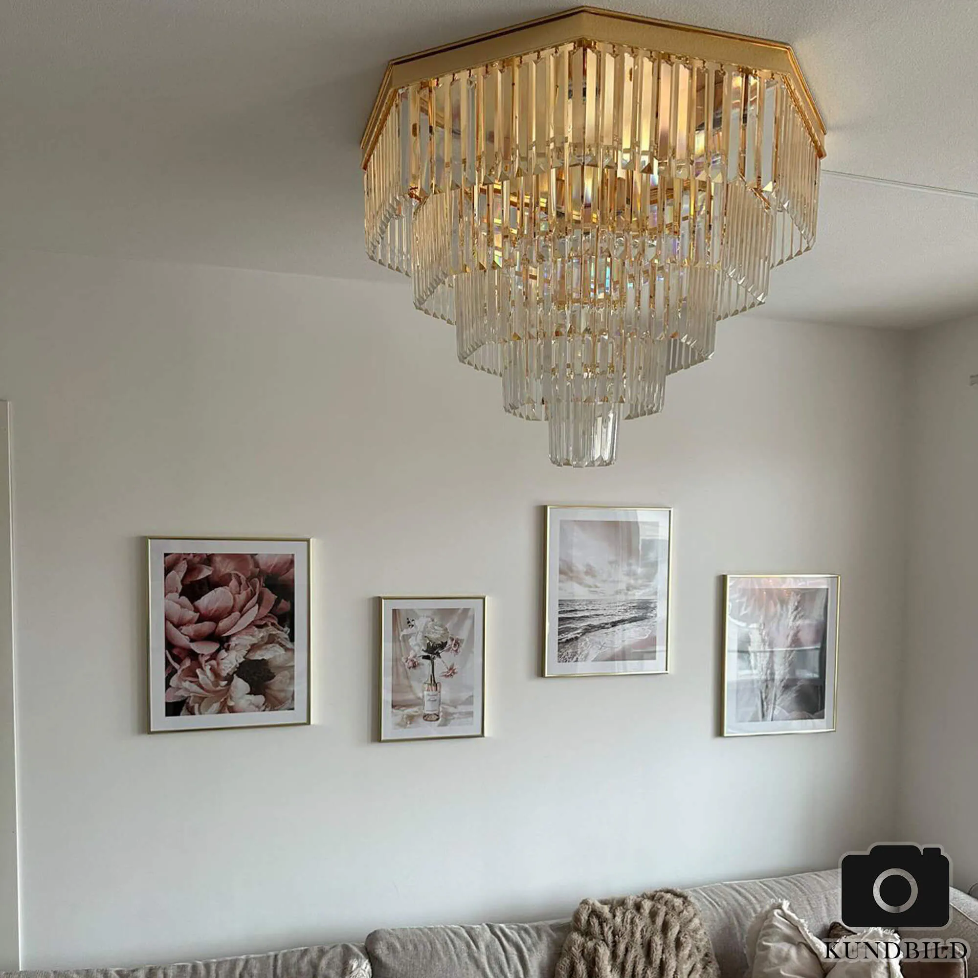 Plafond Kristall Hannover Guld Ø 80cm