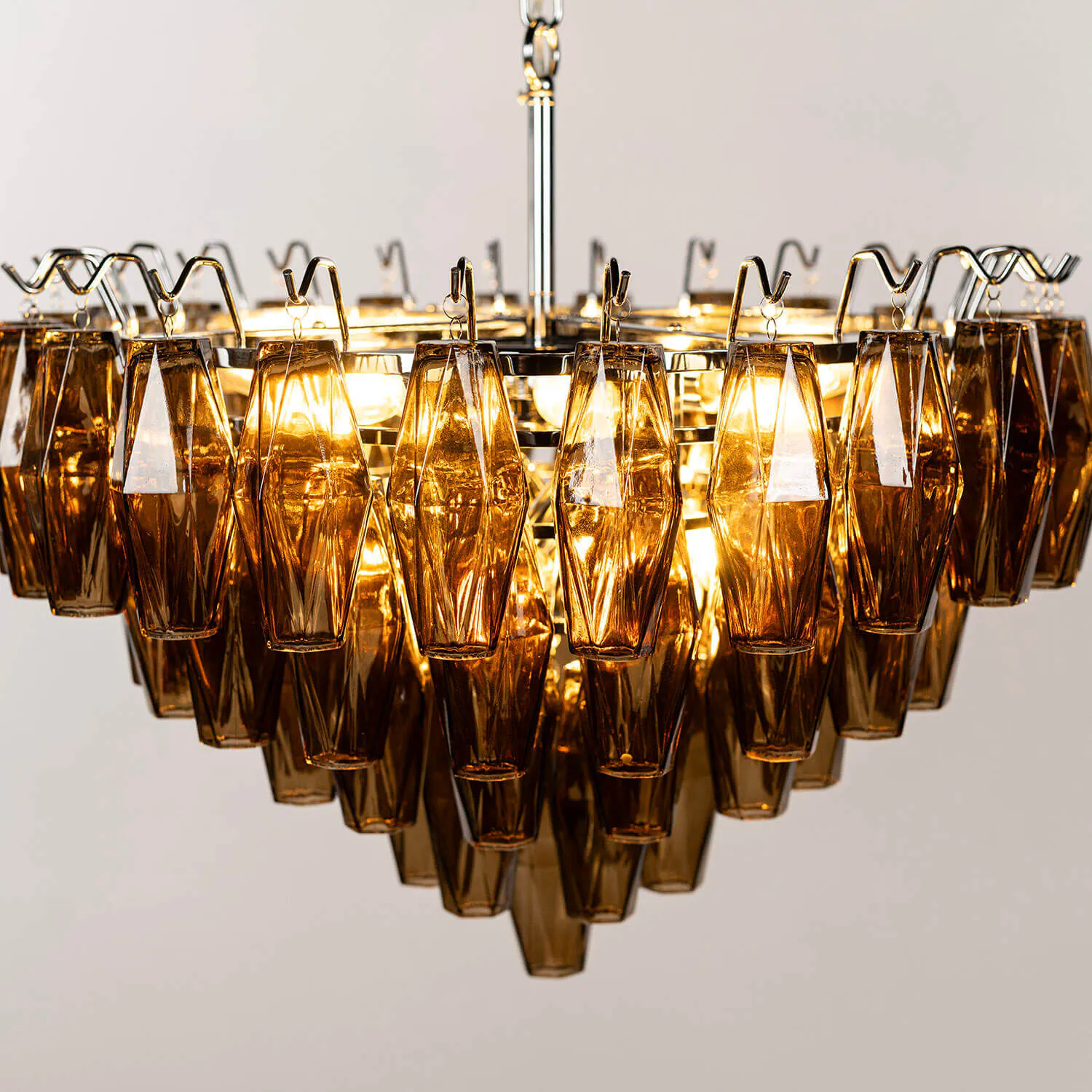 Kristallkrona Ø63xH46cm Krom/Cognac - Catania