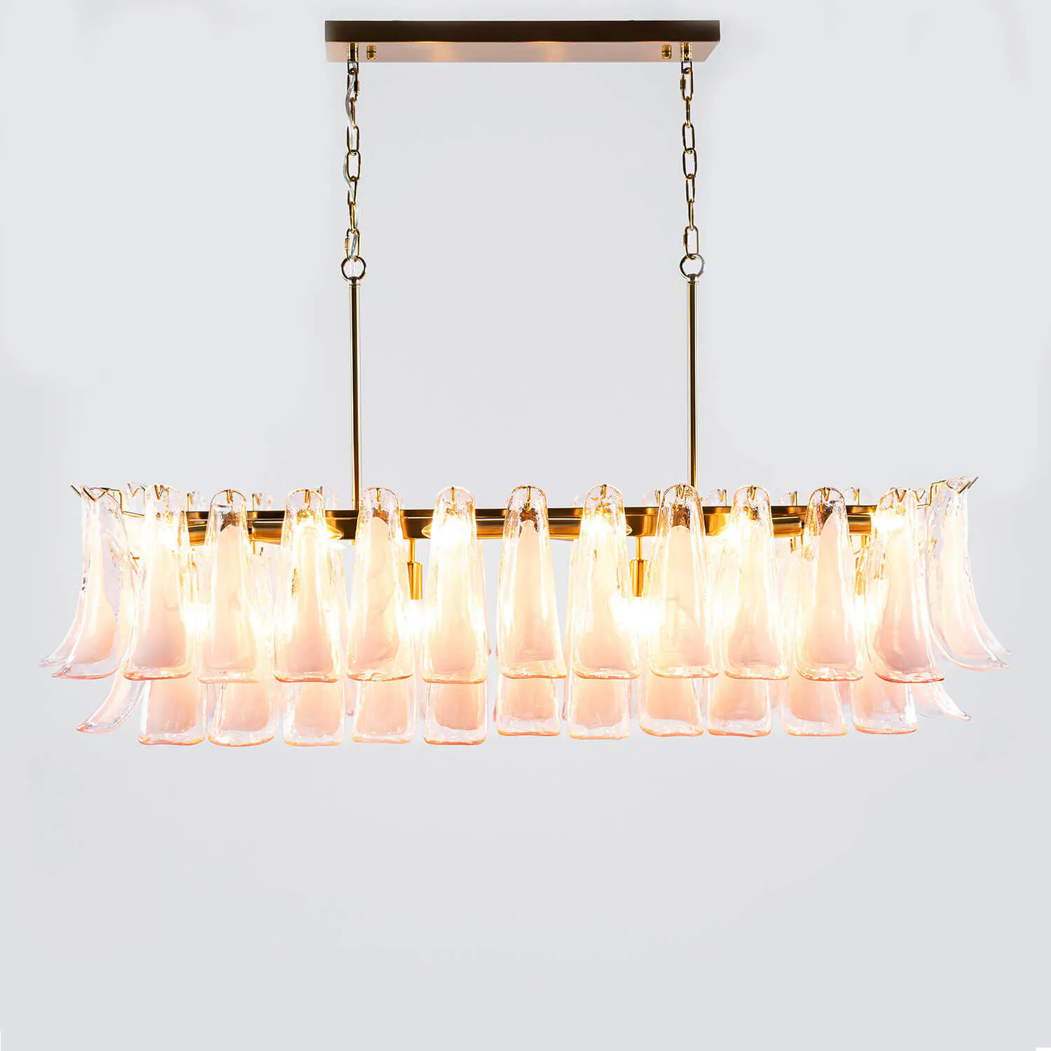 Avlång Kristallkrona 120cm Mässing/Rosa - Livorno
