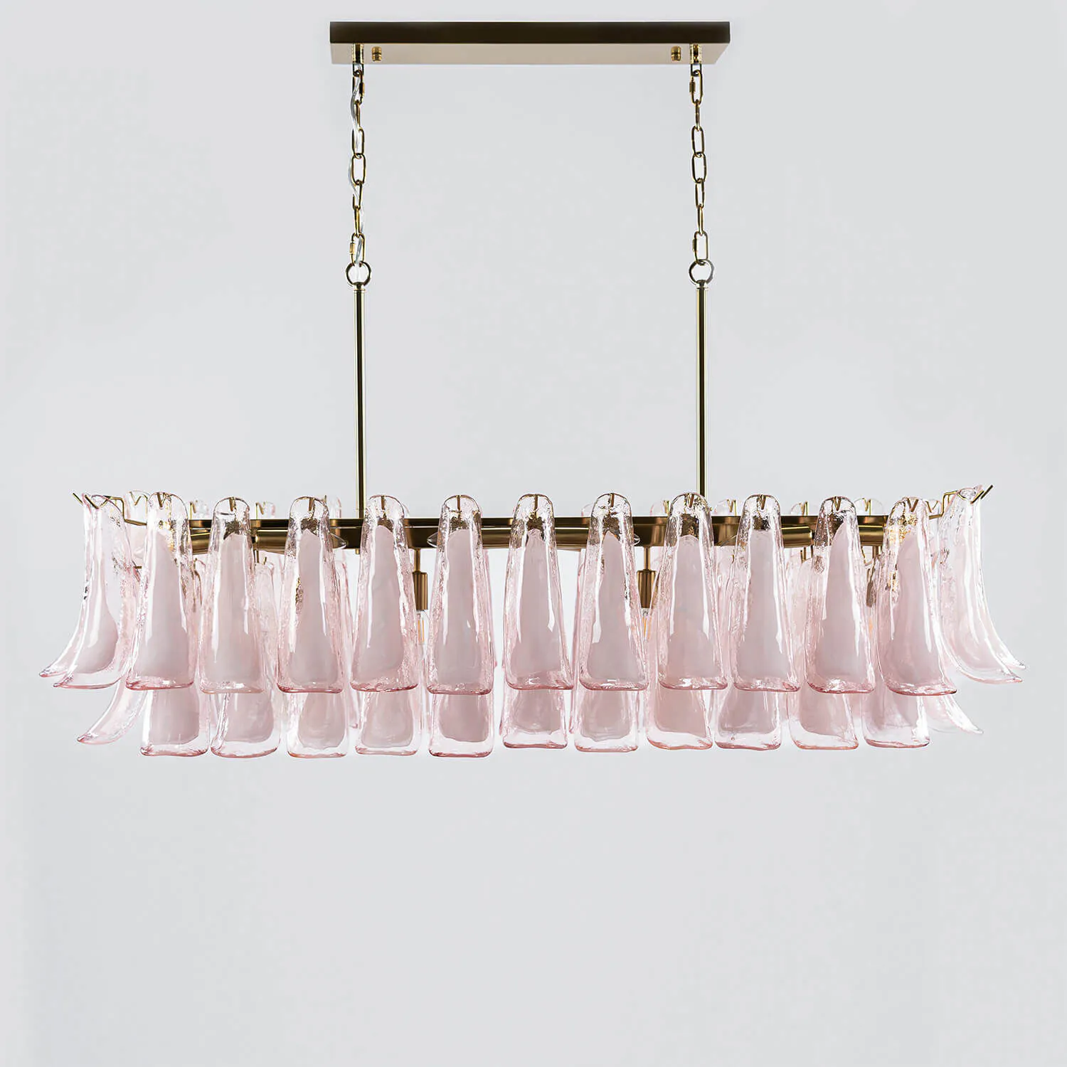 Avlång Kristallkrona 120cm Mässing/Rosa - Livorno