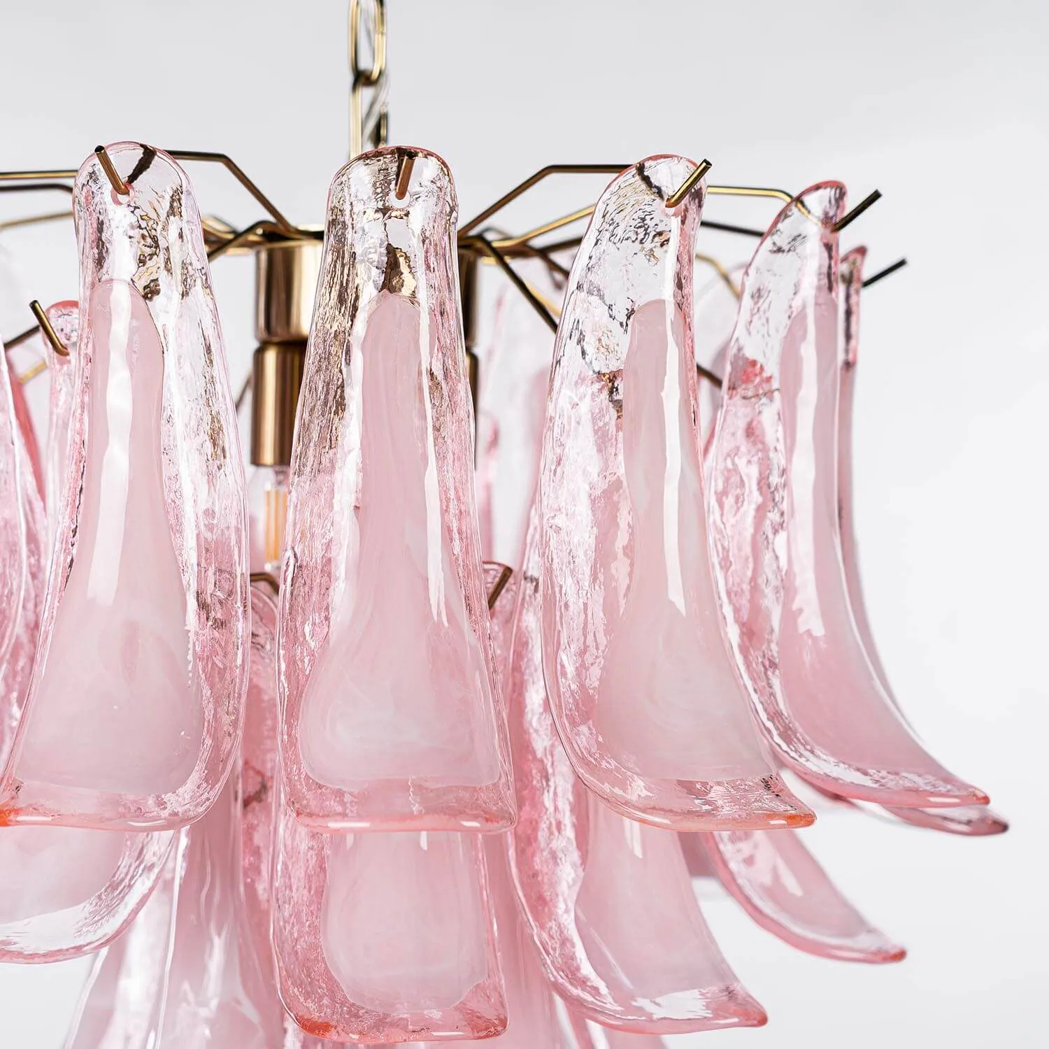 Kristallkrona Ø45xH50cm Rosa/Mässing - Livorno