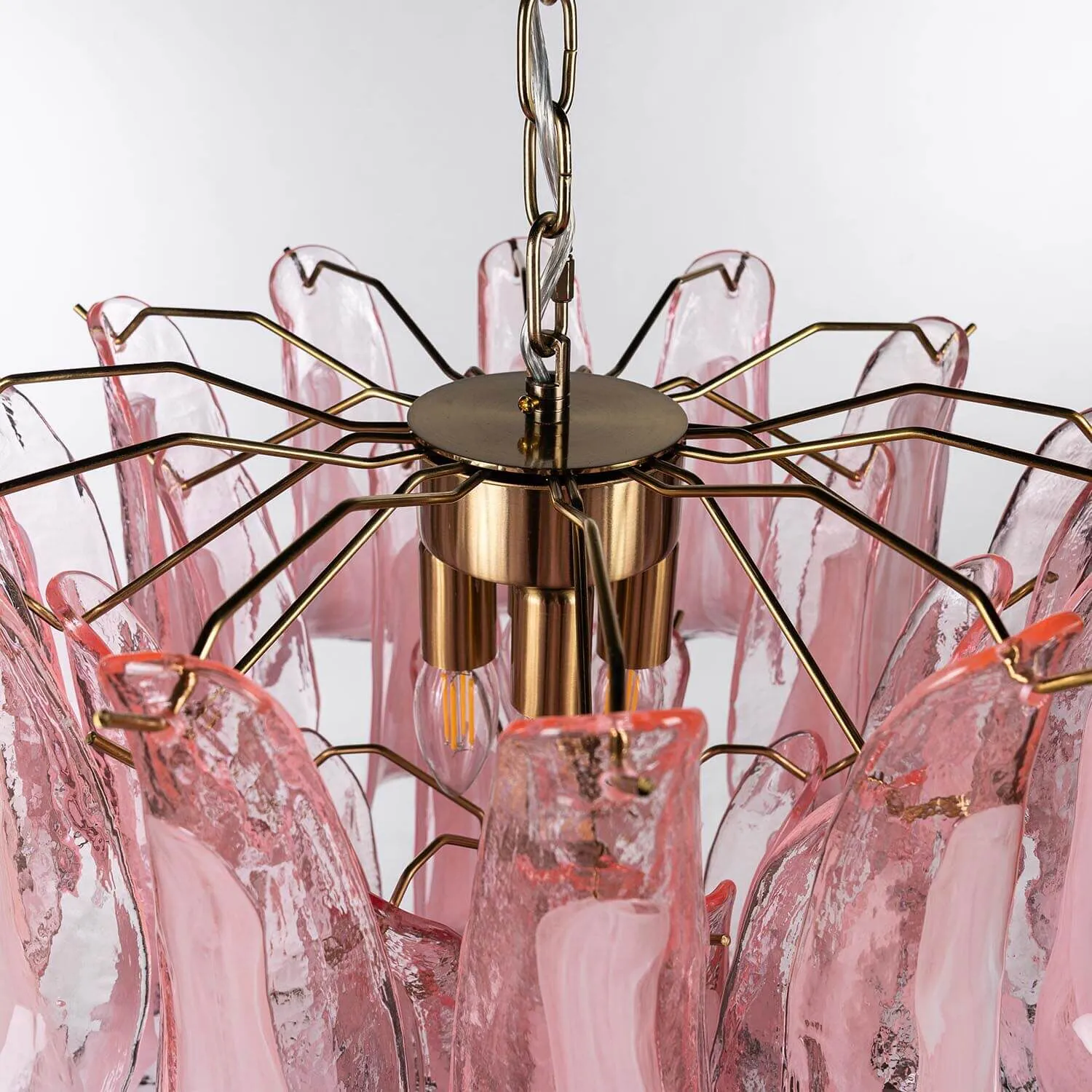 Kristallkrona Ø45xH50cm Rosa/Mässing - Livorno