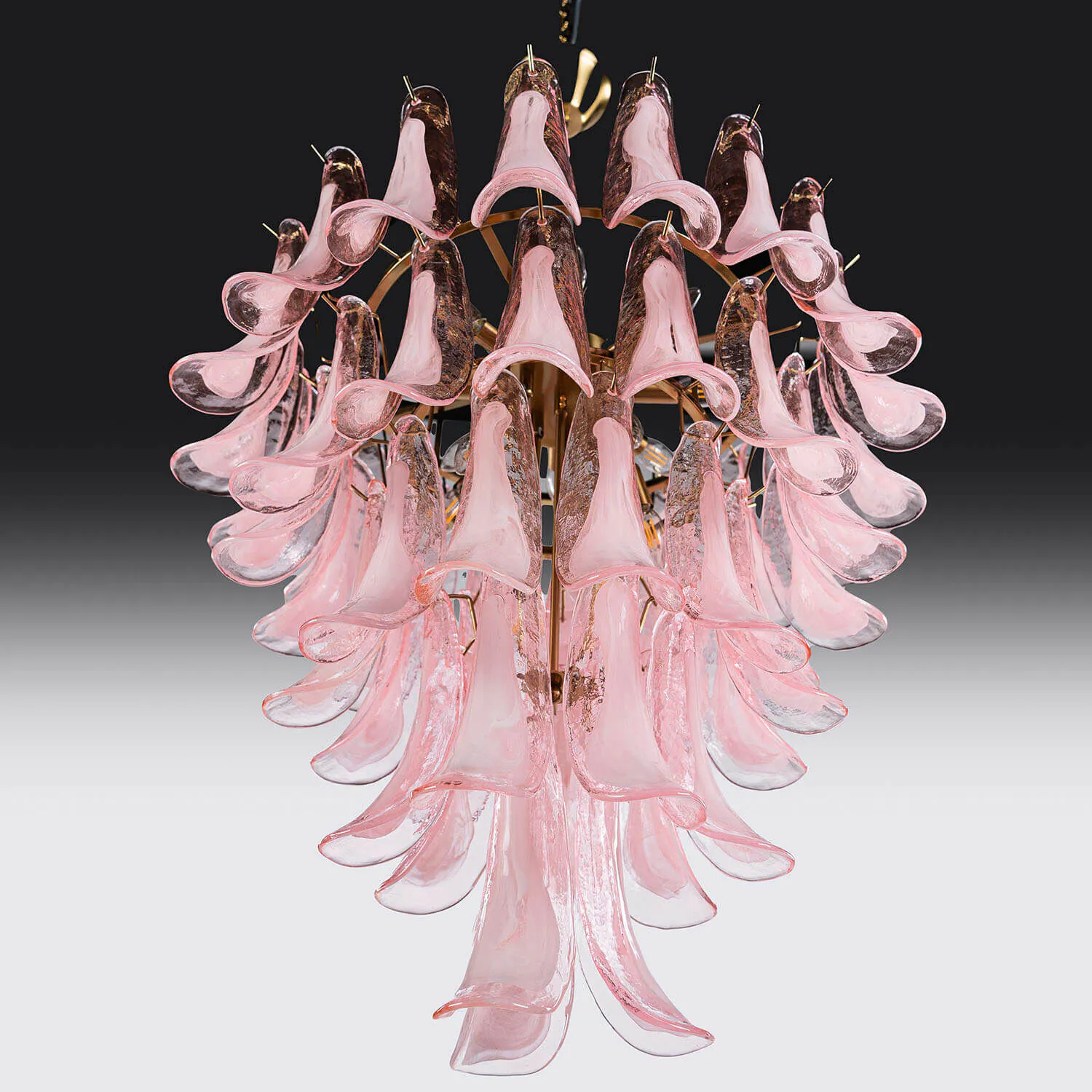 Kristallkrona Ø66xH75cm Rosa/Mässing - Livorno