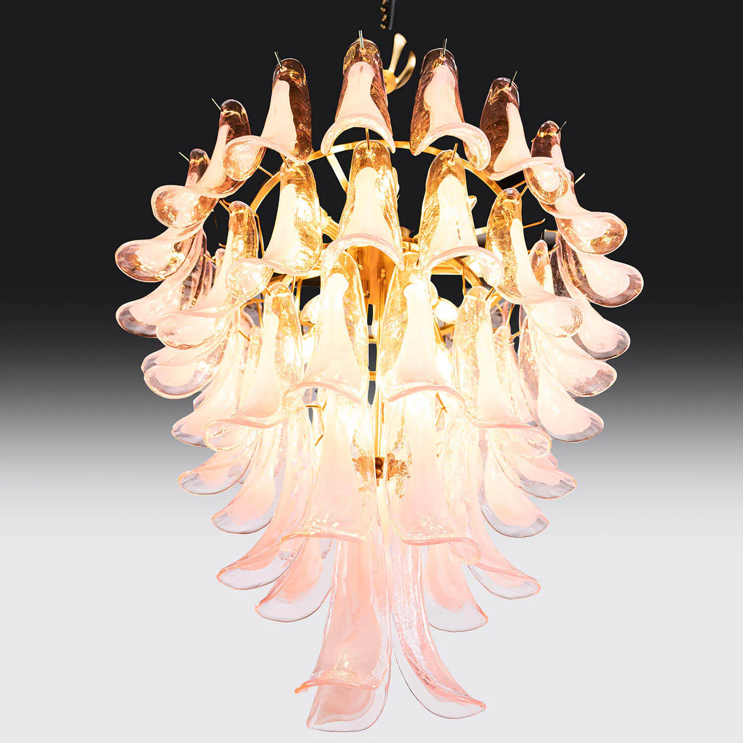 Kristallkrona Ø66xH75cm Rosa/Mässing - Livorno