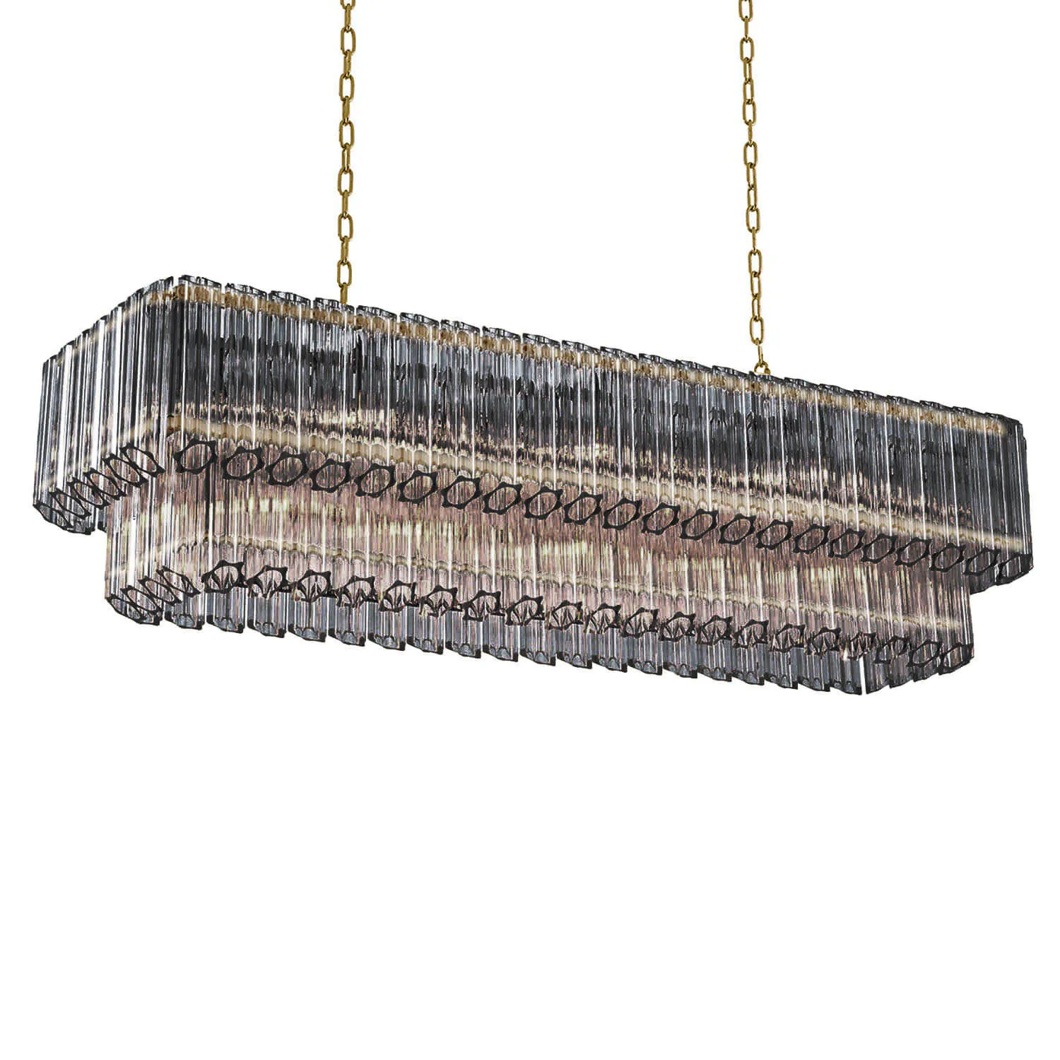 Avlång Kristallkrona 120cm Svart/Mässing - Verona