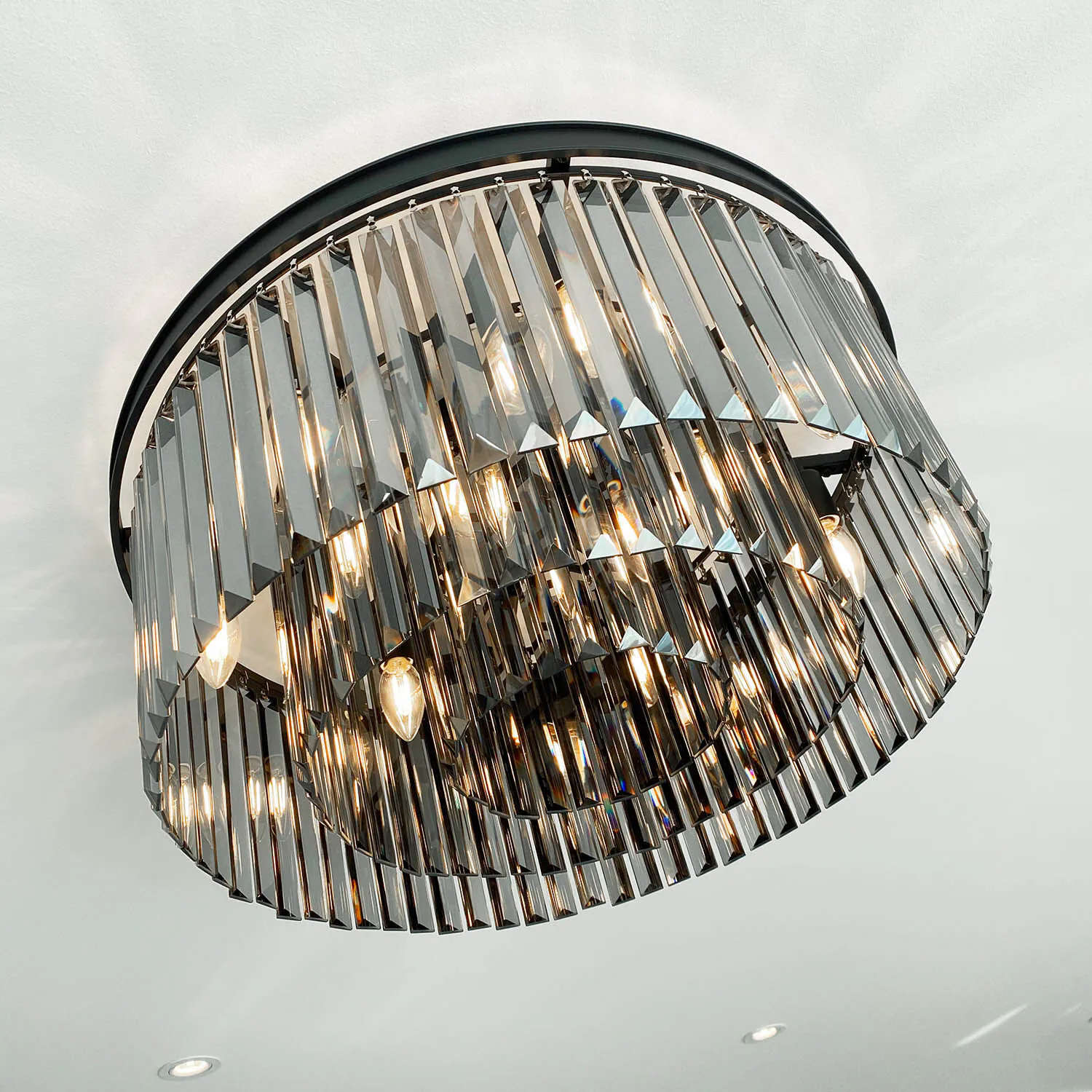 Kristallplafond Ø60cm Florence Svart