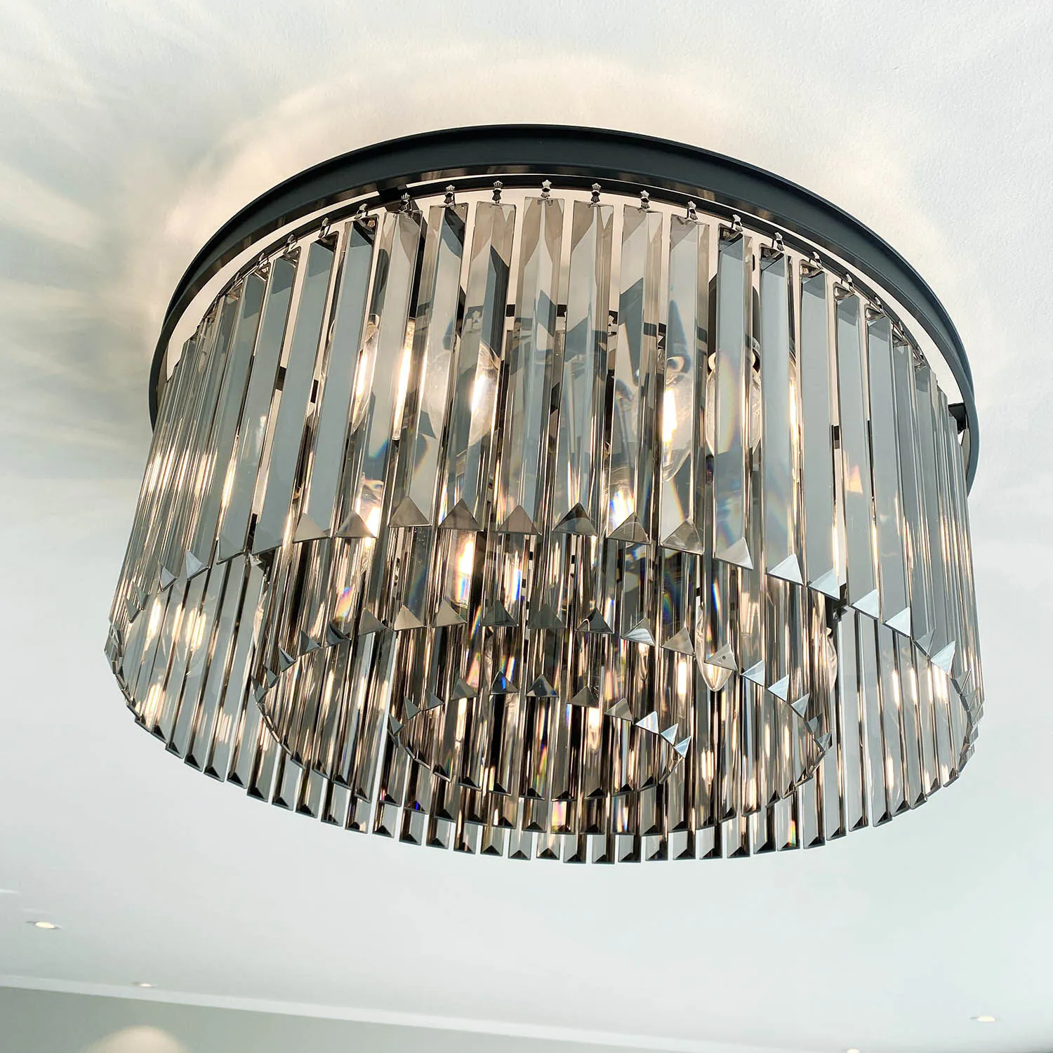 Kristallplafond Ø60cm Florence Svart