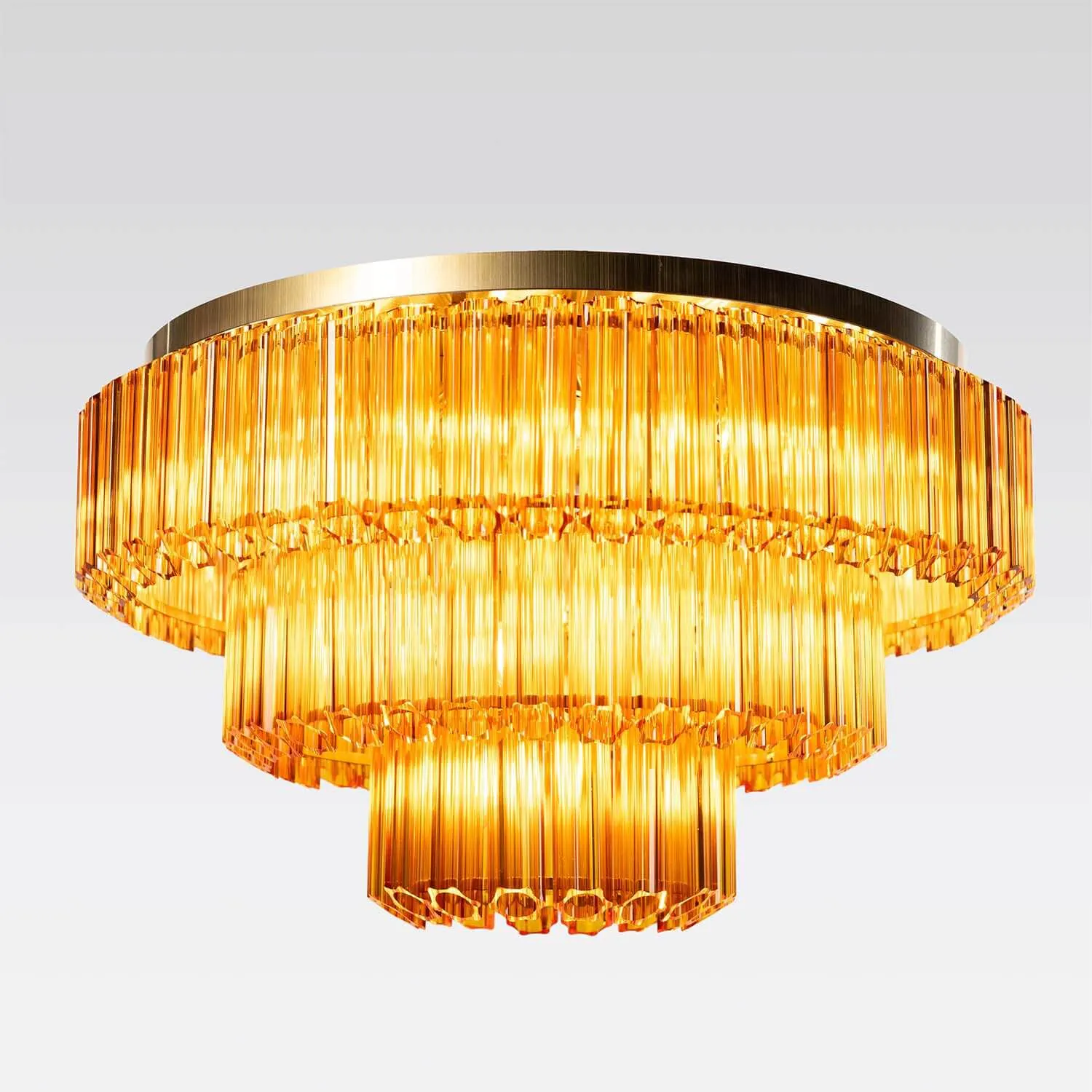 Kristallplafond 80cm Bärnsten/Mässing - Verona