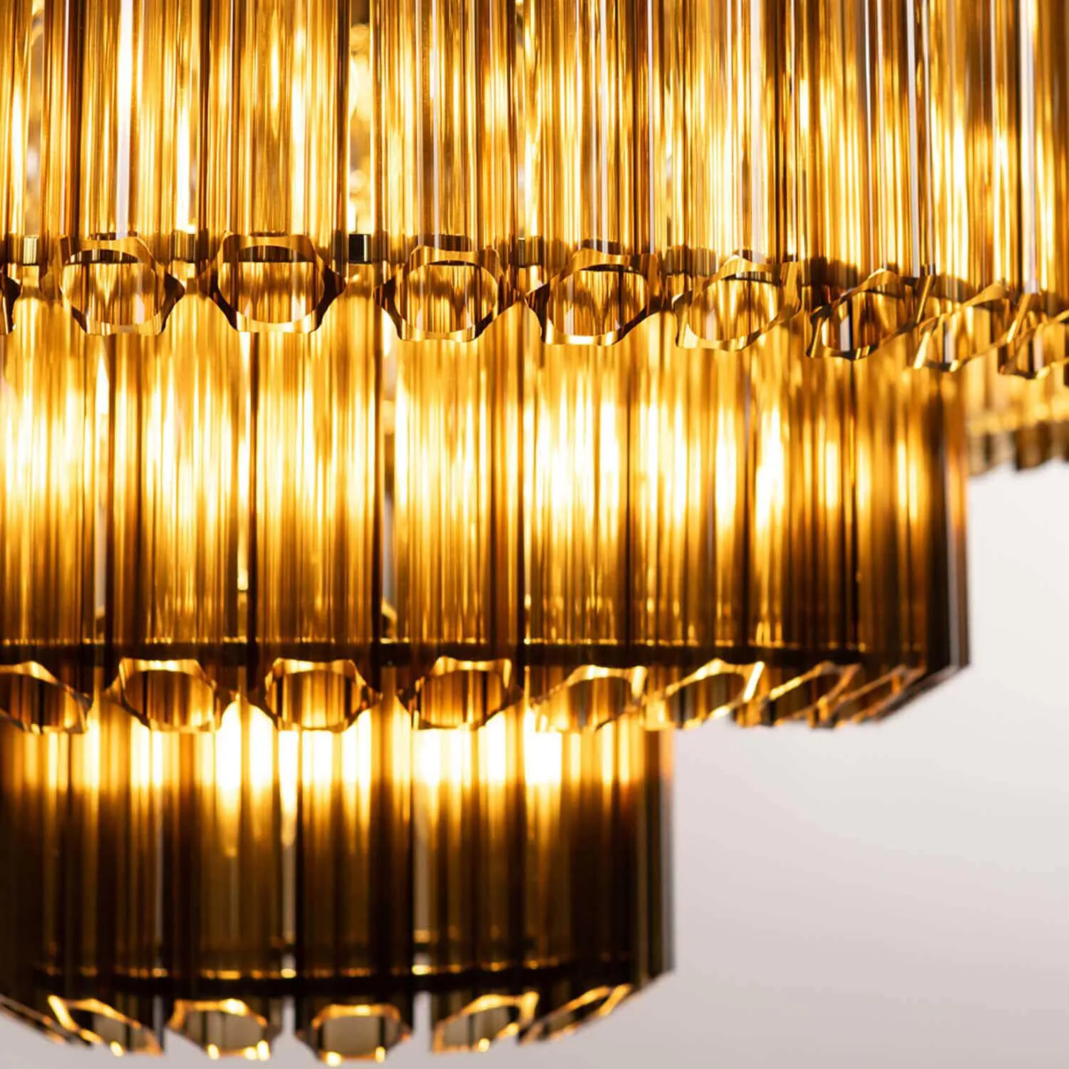 Kristallplafond 80cm Cognac/Krom - Verona