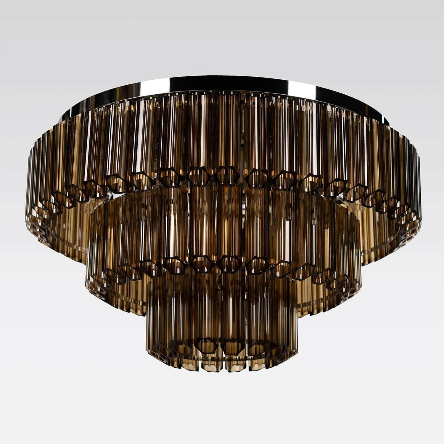 Kristallplafond 80cm Cognac/Krom - Verona