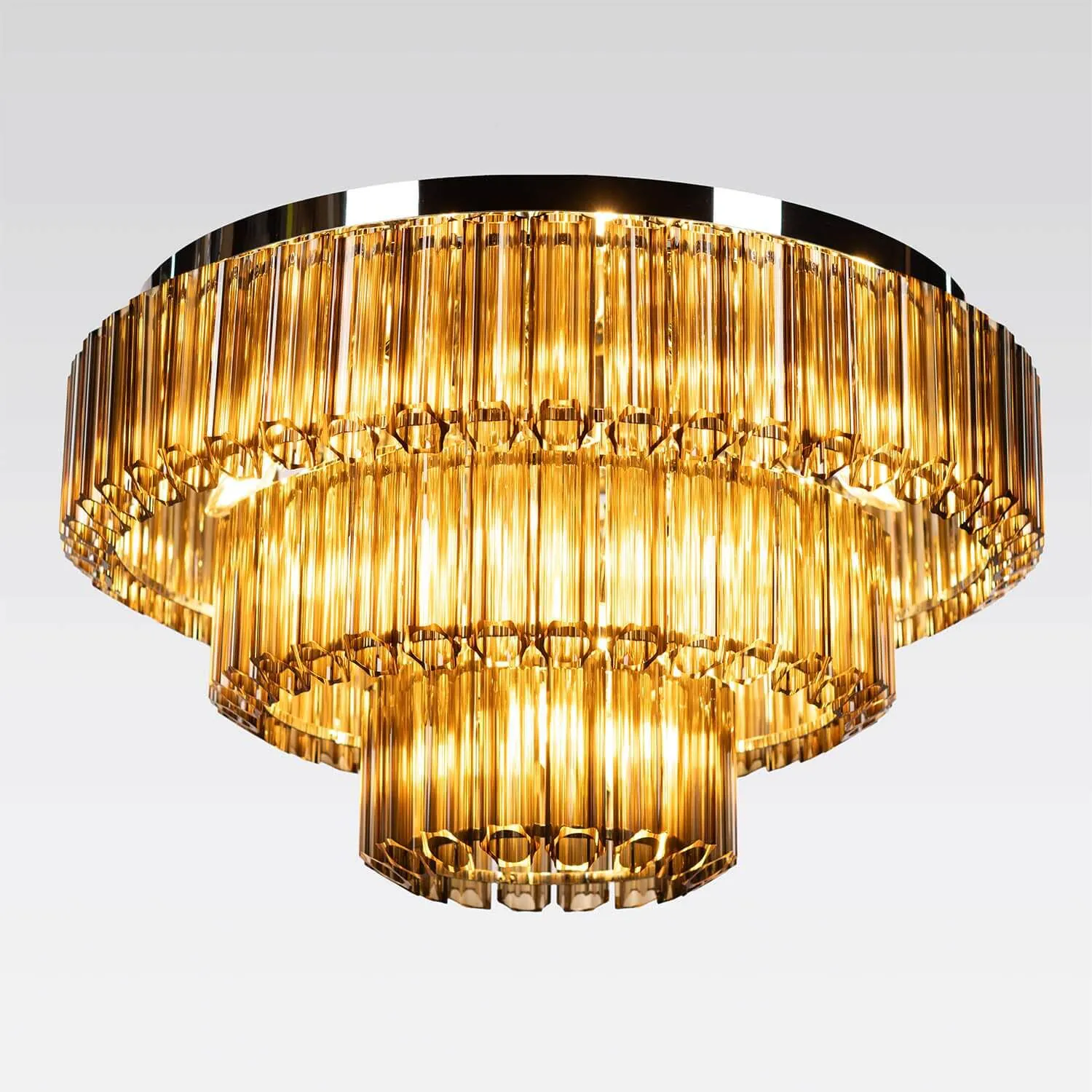Kristallplafond 80cm Cognac/Krom - Verona