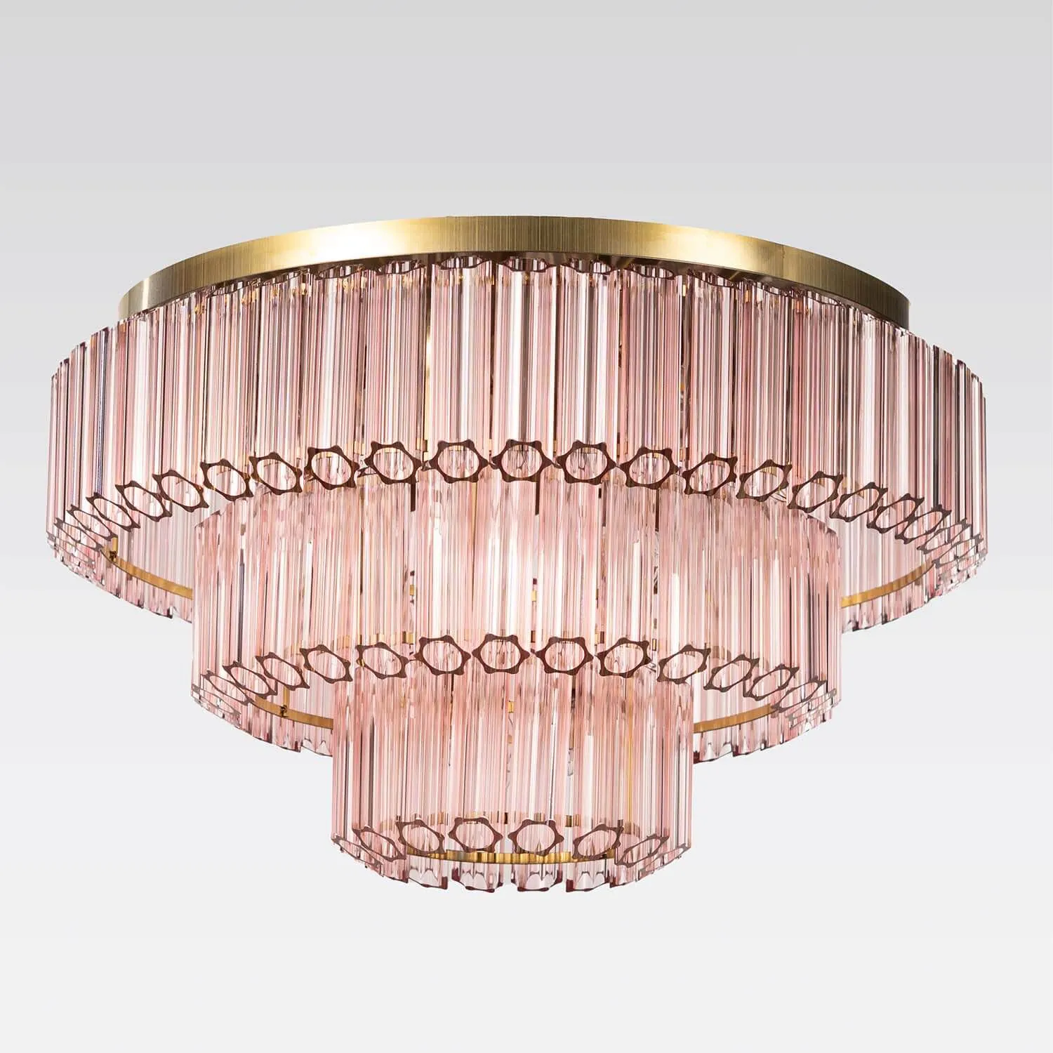 Kristallplafond 80cm Rosa/Mässing - Verona