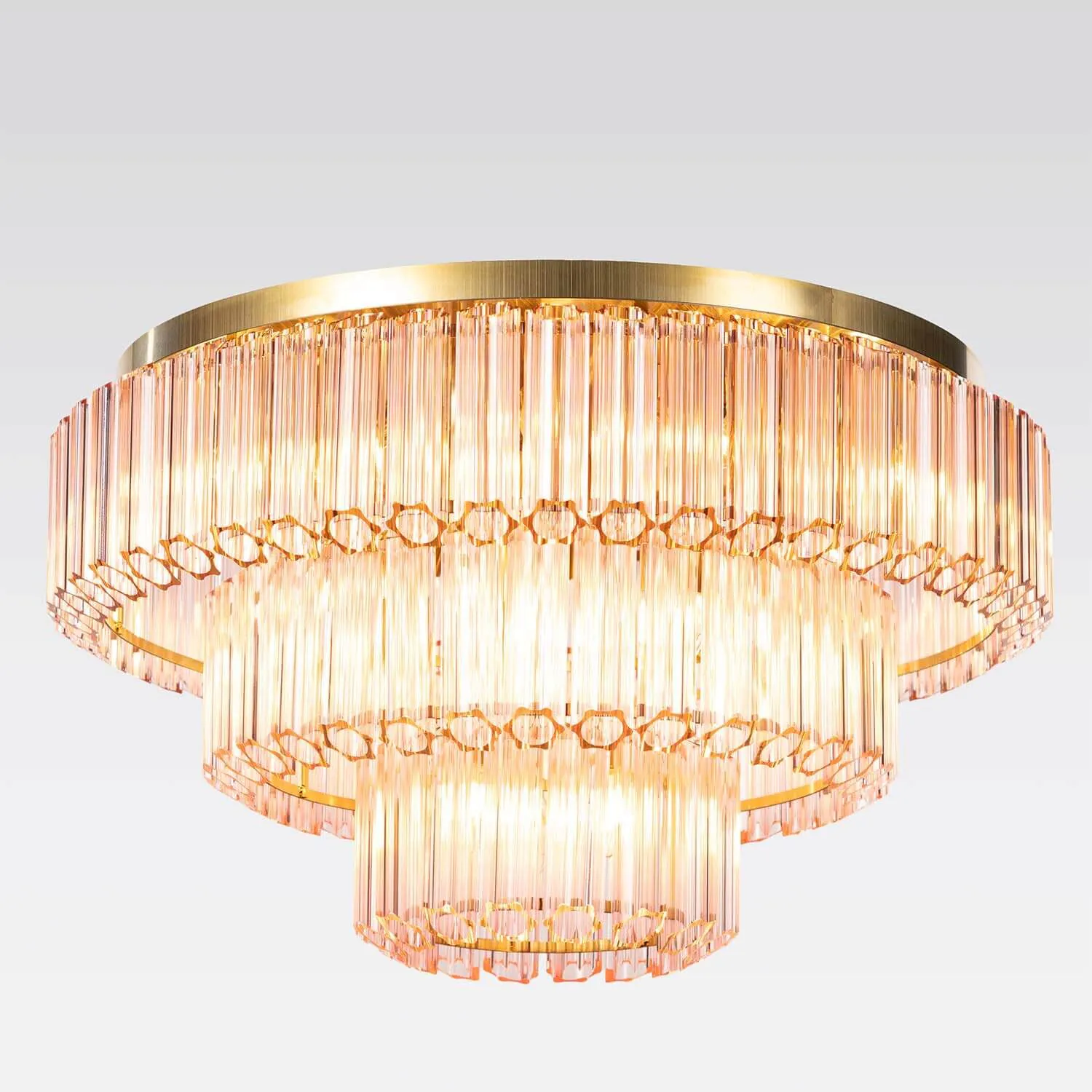 Kristallplafond 80cm Rosa/Mässing - Verona