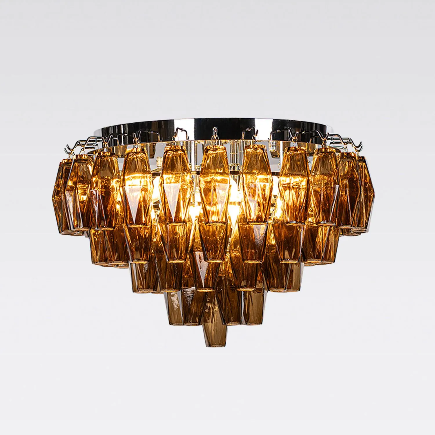 Kristallplafond Ø63xH48cm Krom/Cognac - Catania