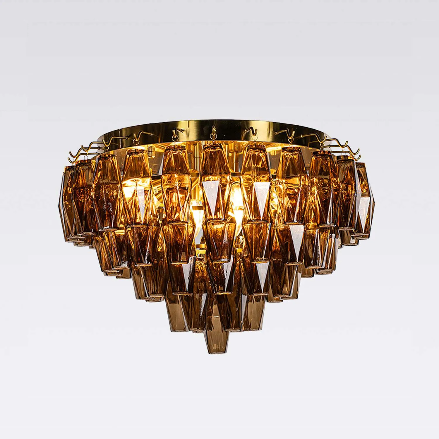 Kristallplafond Ø63xH48cm Mässing/Cognac - Catania