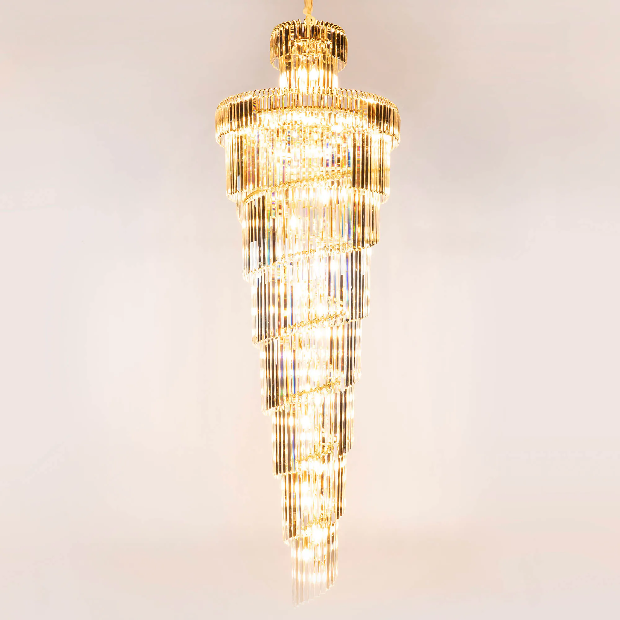 Stor Kristallkrona Ø80xH260cm Mansion Guld